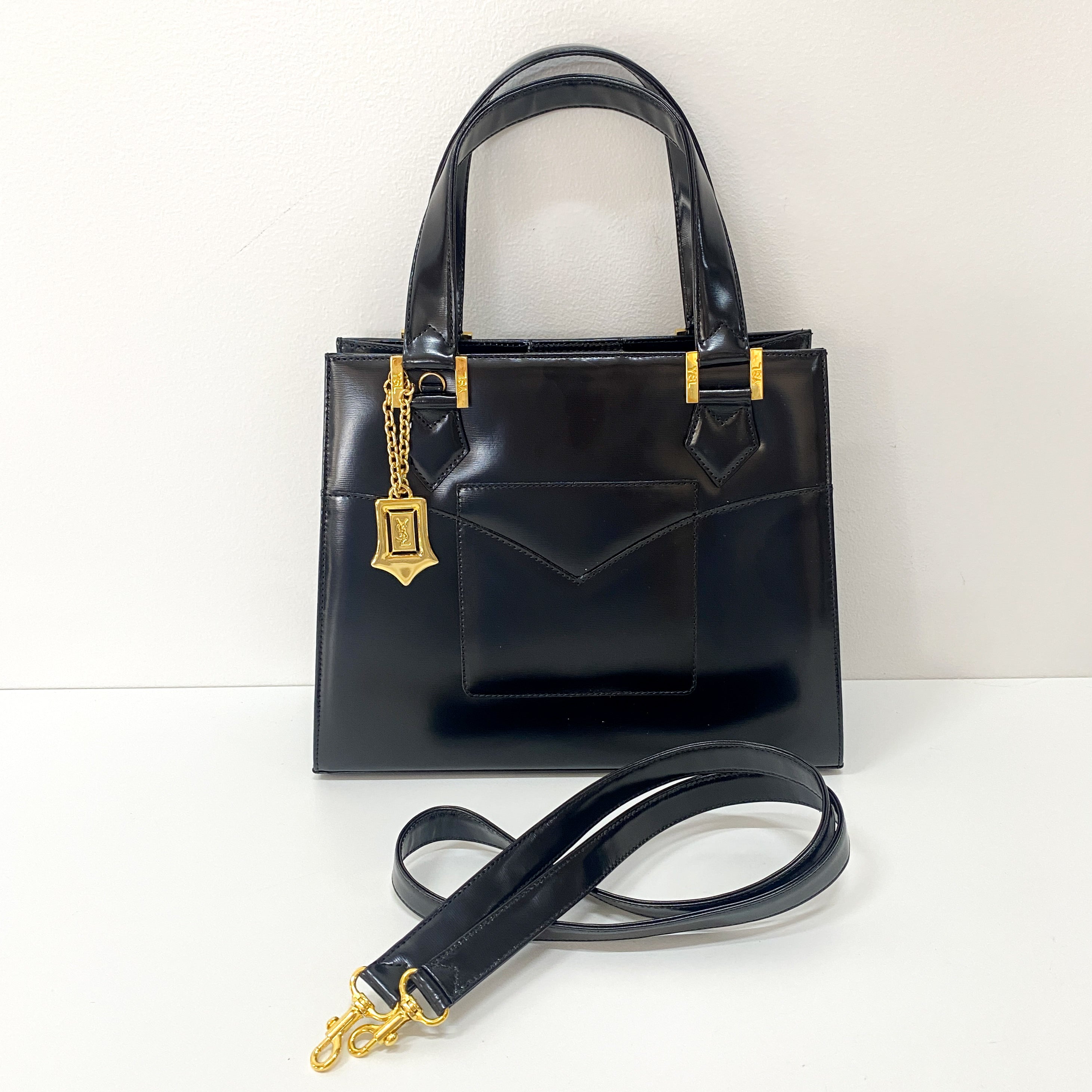 Patent Leather Black Shoulder Bag