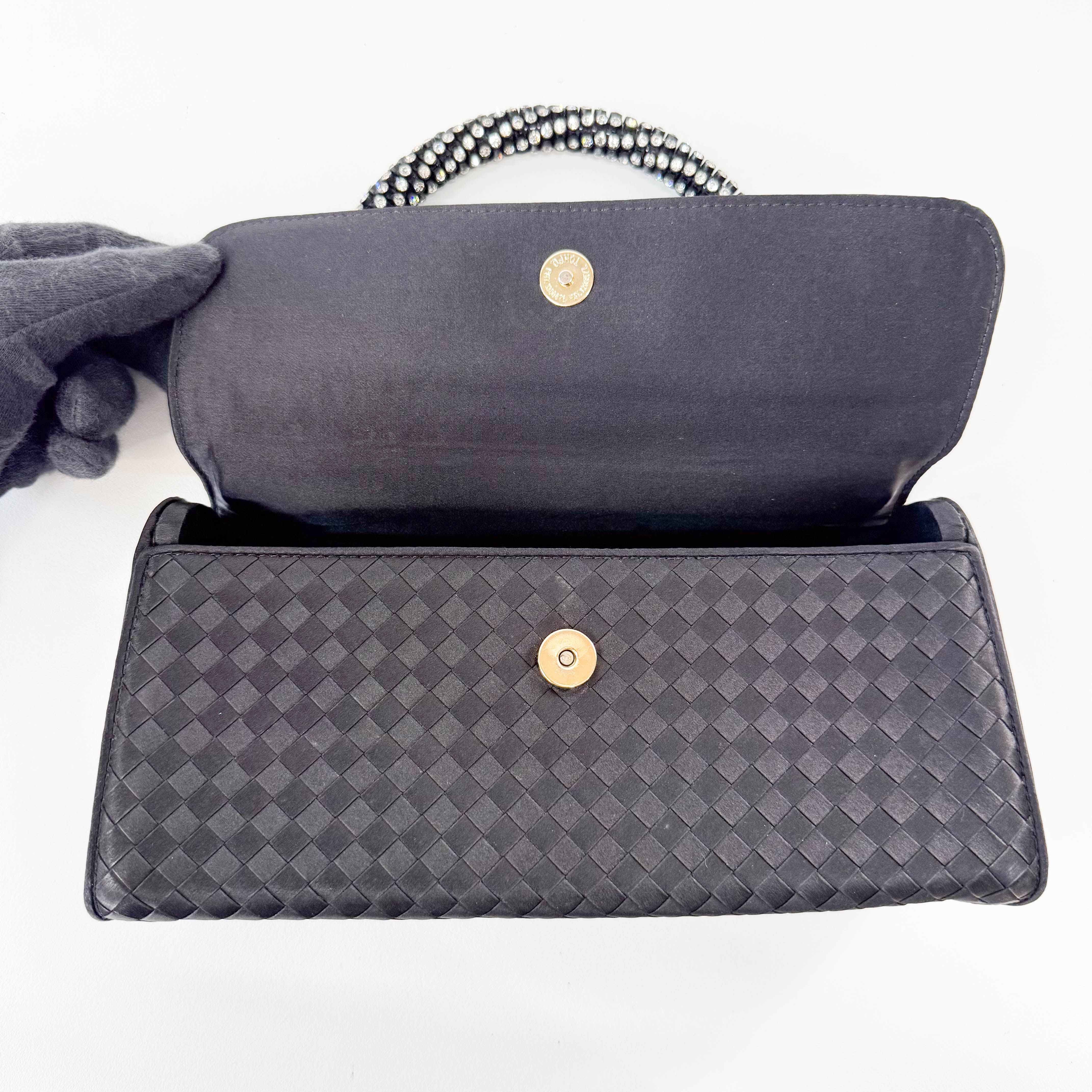 Vintage Satin Intrecciato Black Hand bag