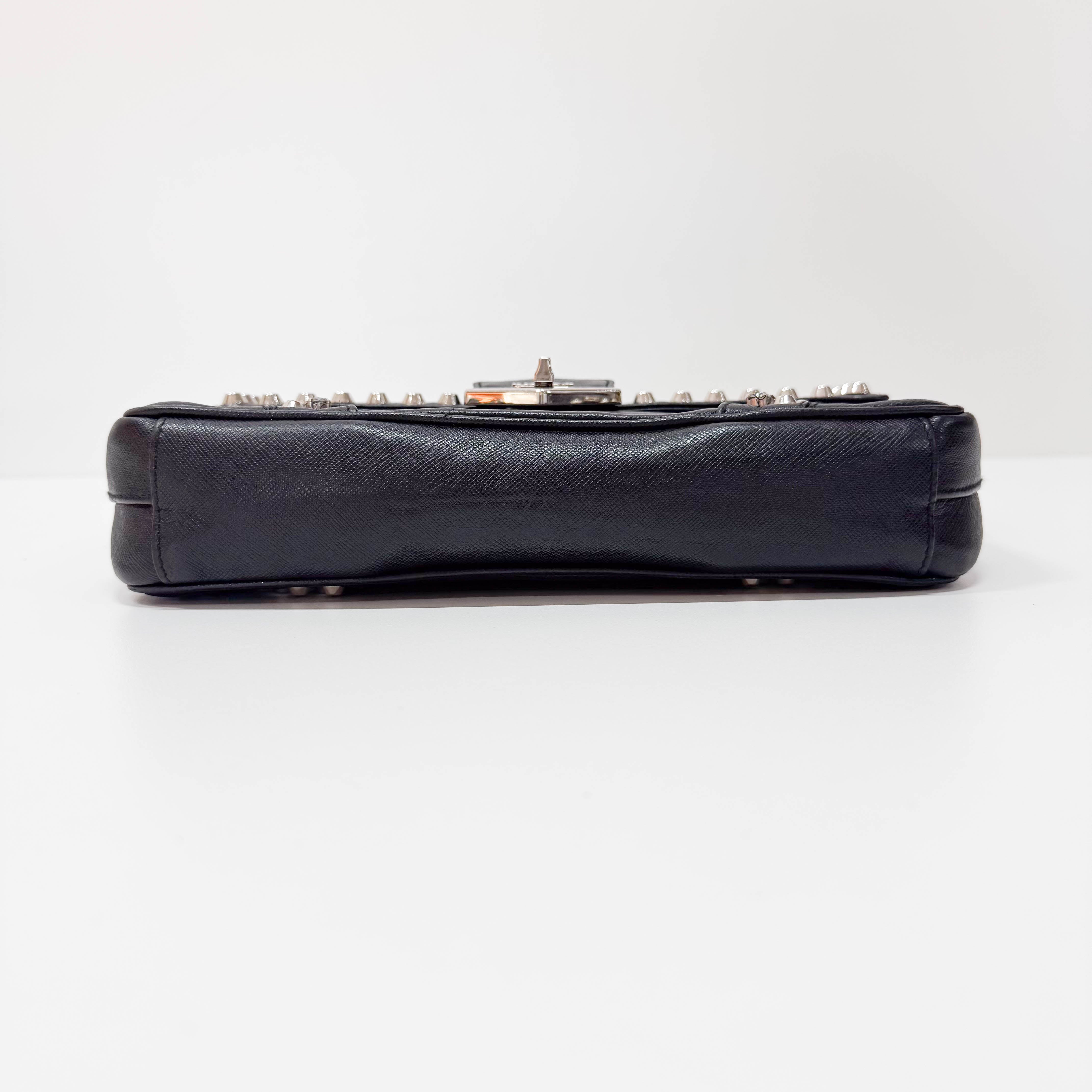Black Leather Studs Shoulder Bag