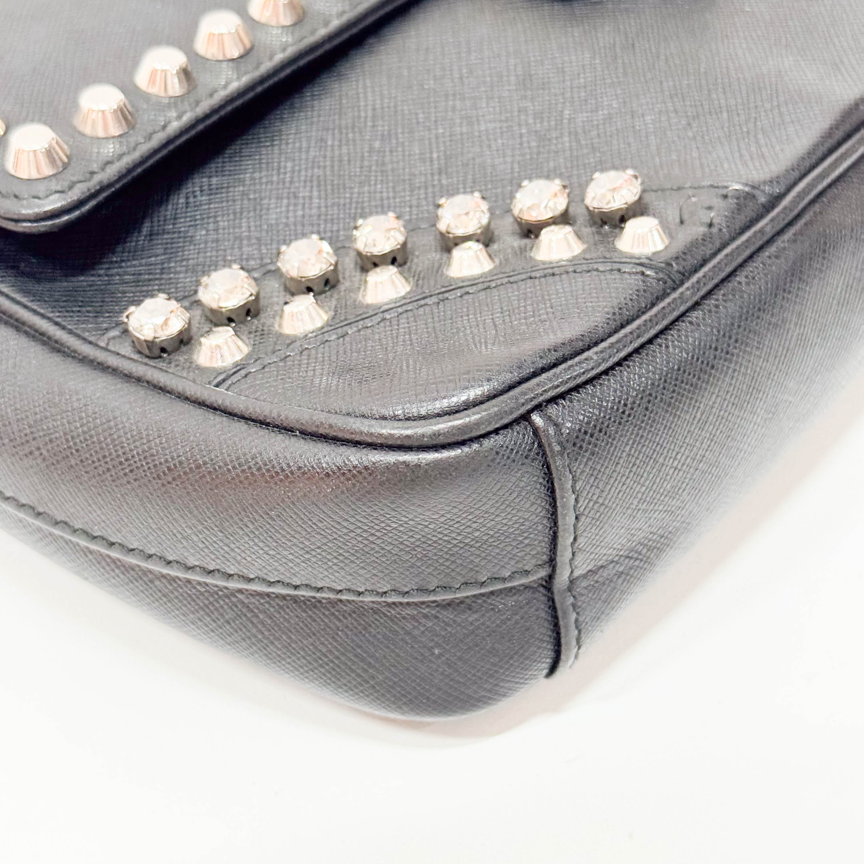 Black Leather Studs Shoulder Bag