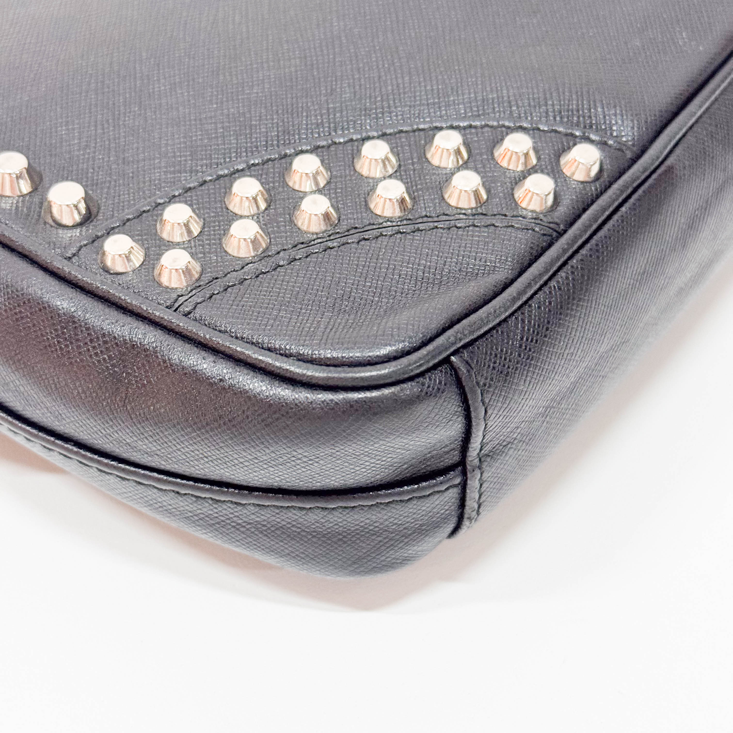 Black Leather Studs Shoulder Bag