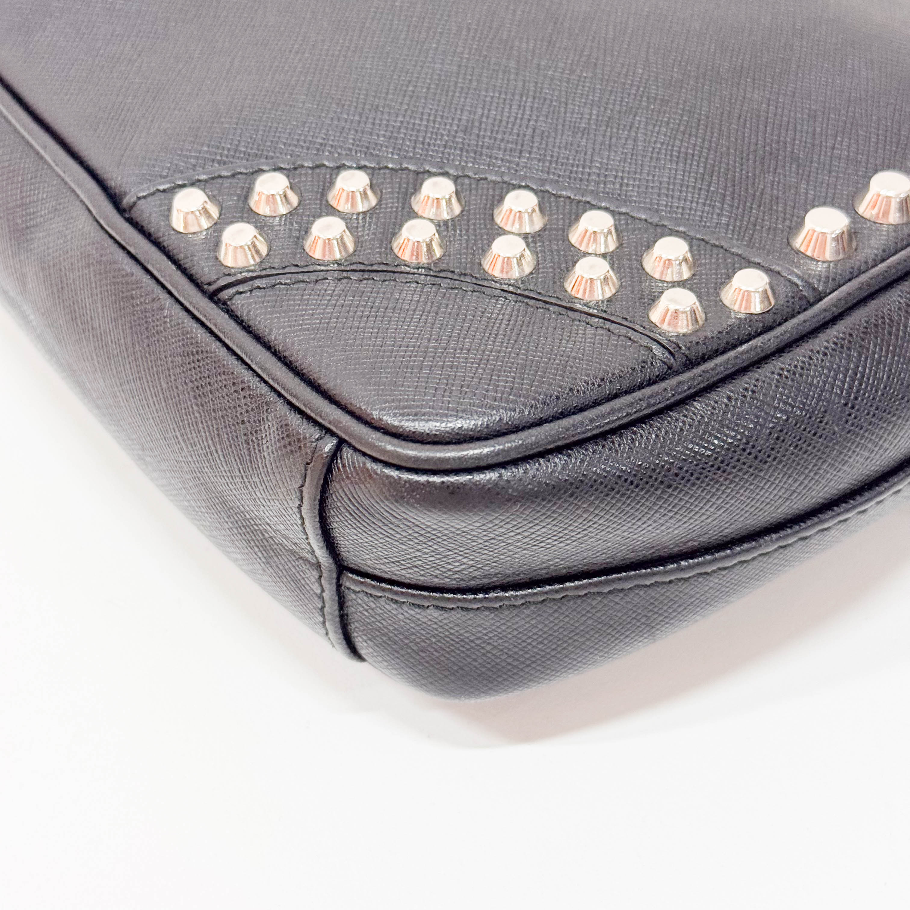 Black Leather Studs Shoulder Bag