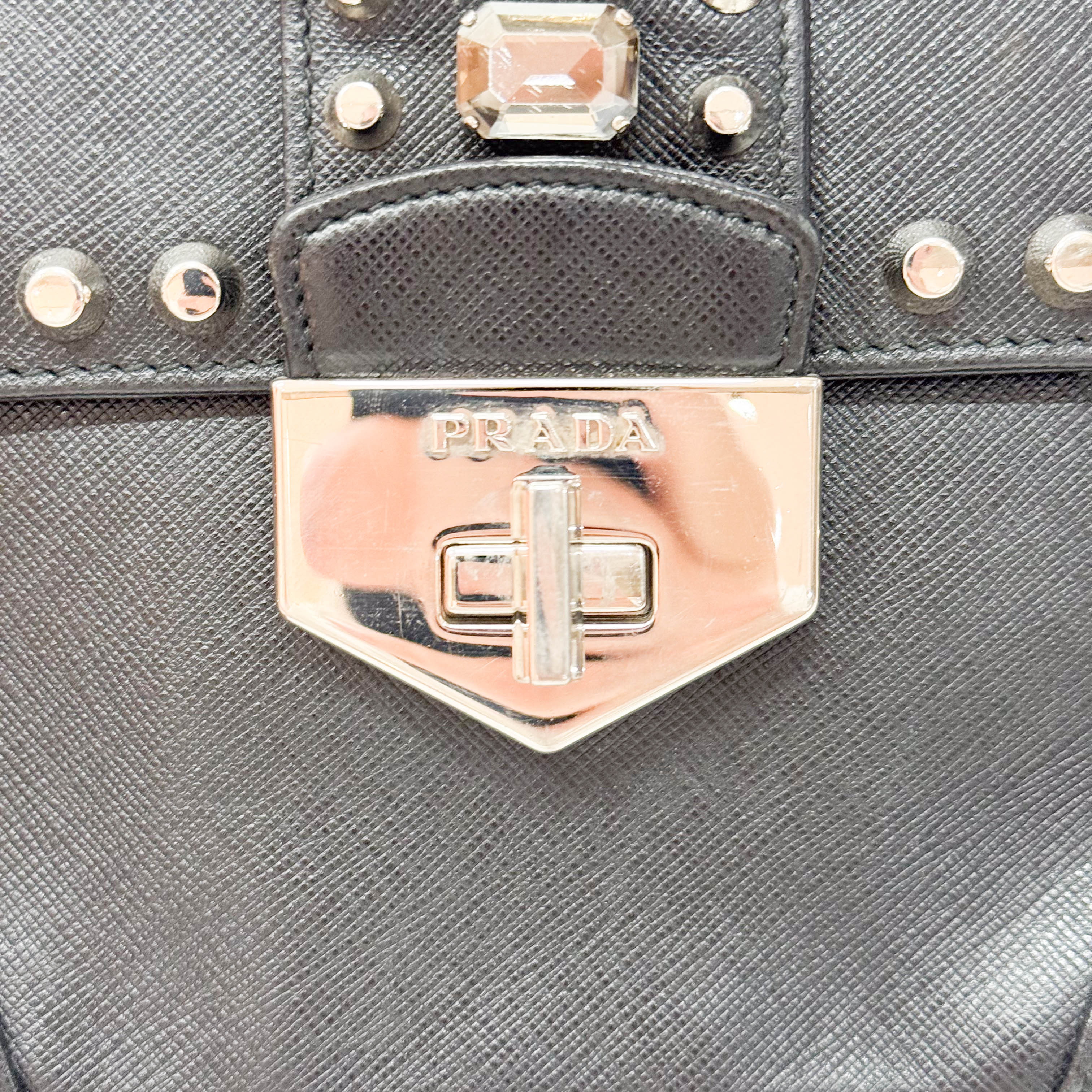 Black Leather Studs Shoulder Bag