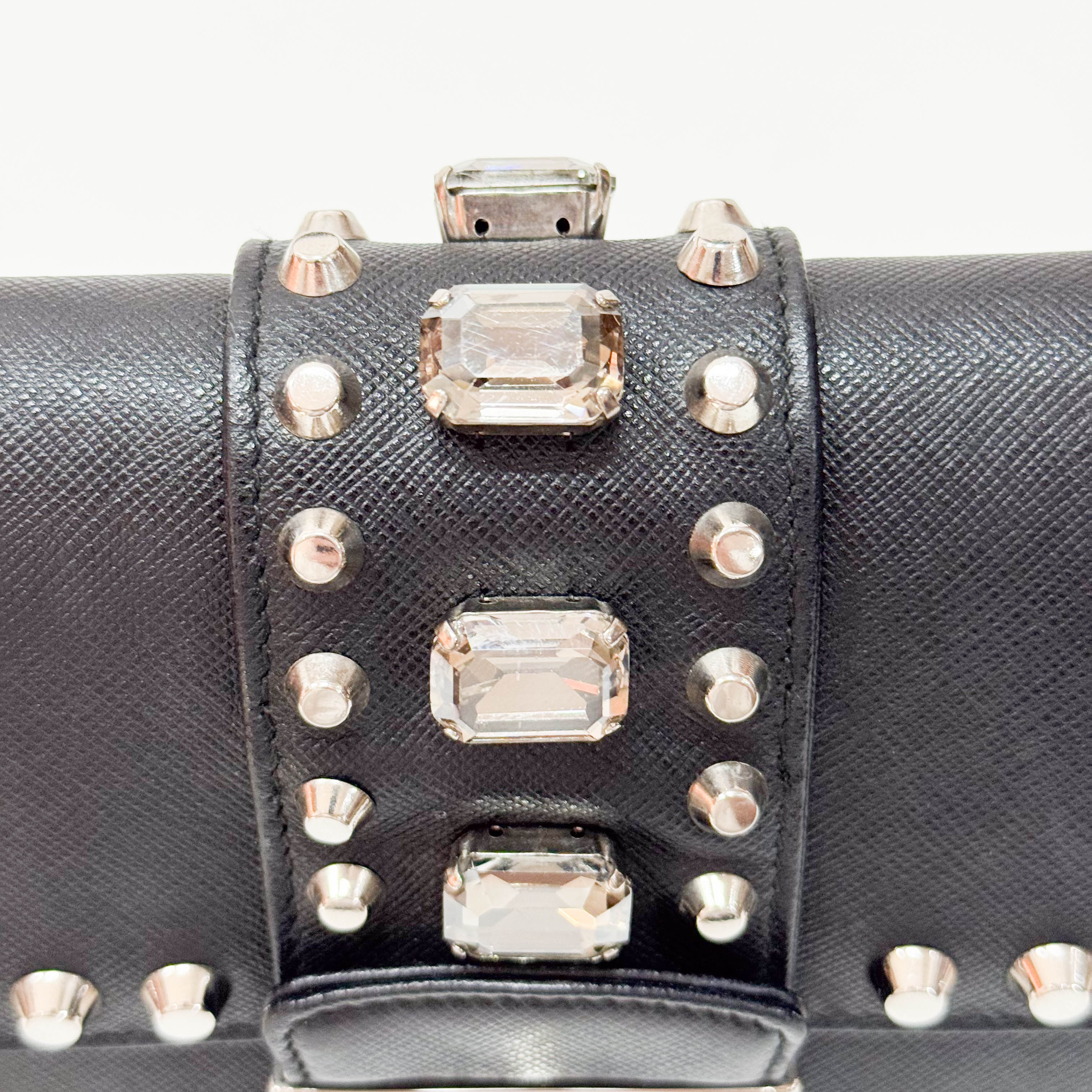 Black Leather Studs Shoulder Bag