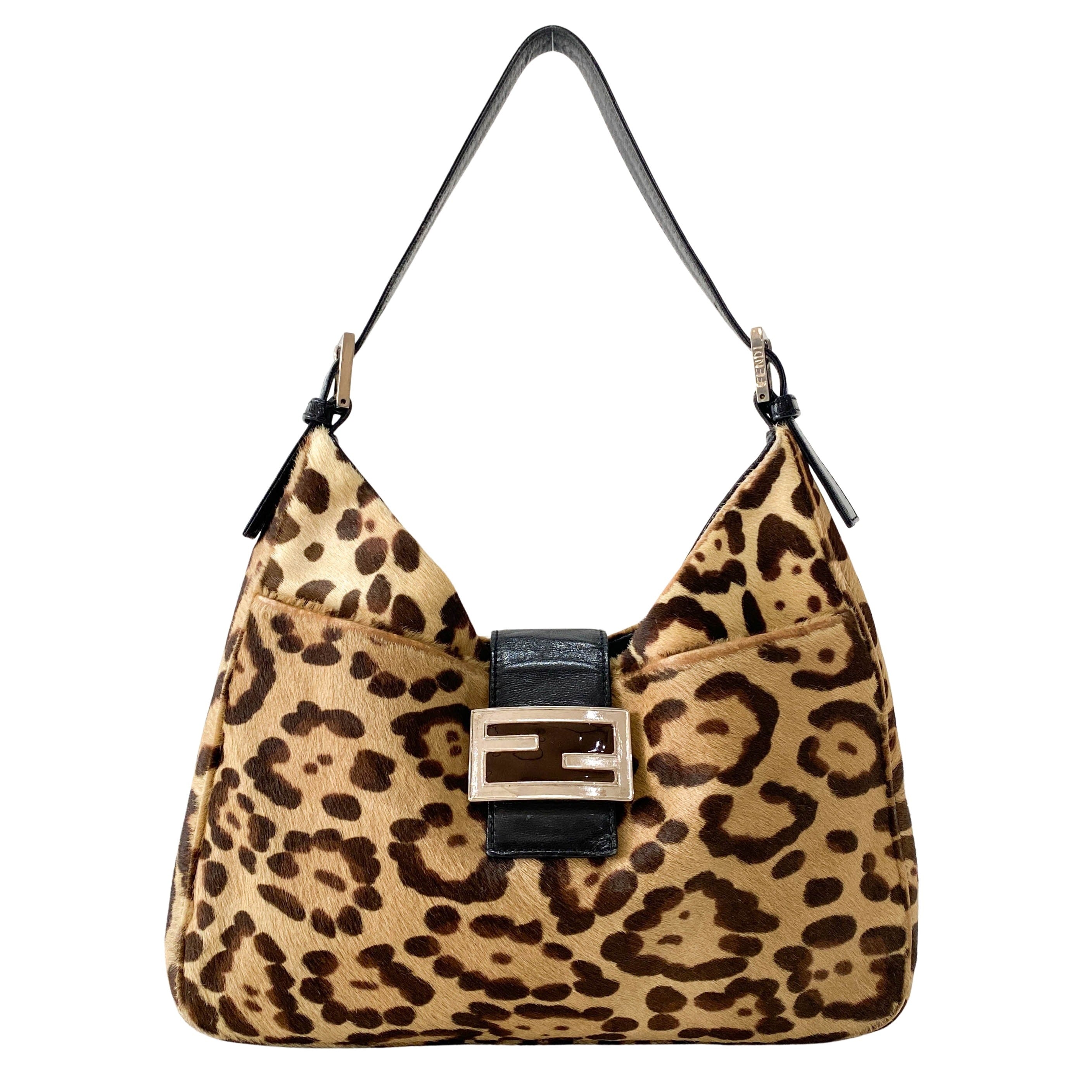 Mamma Baguette Leopard Print Pony Hair Bag