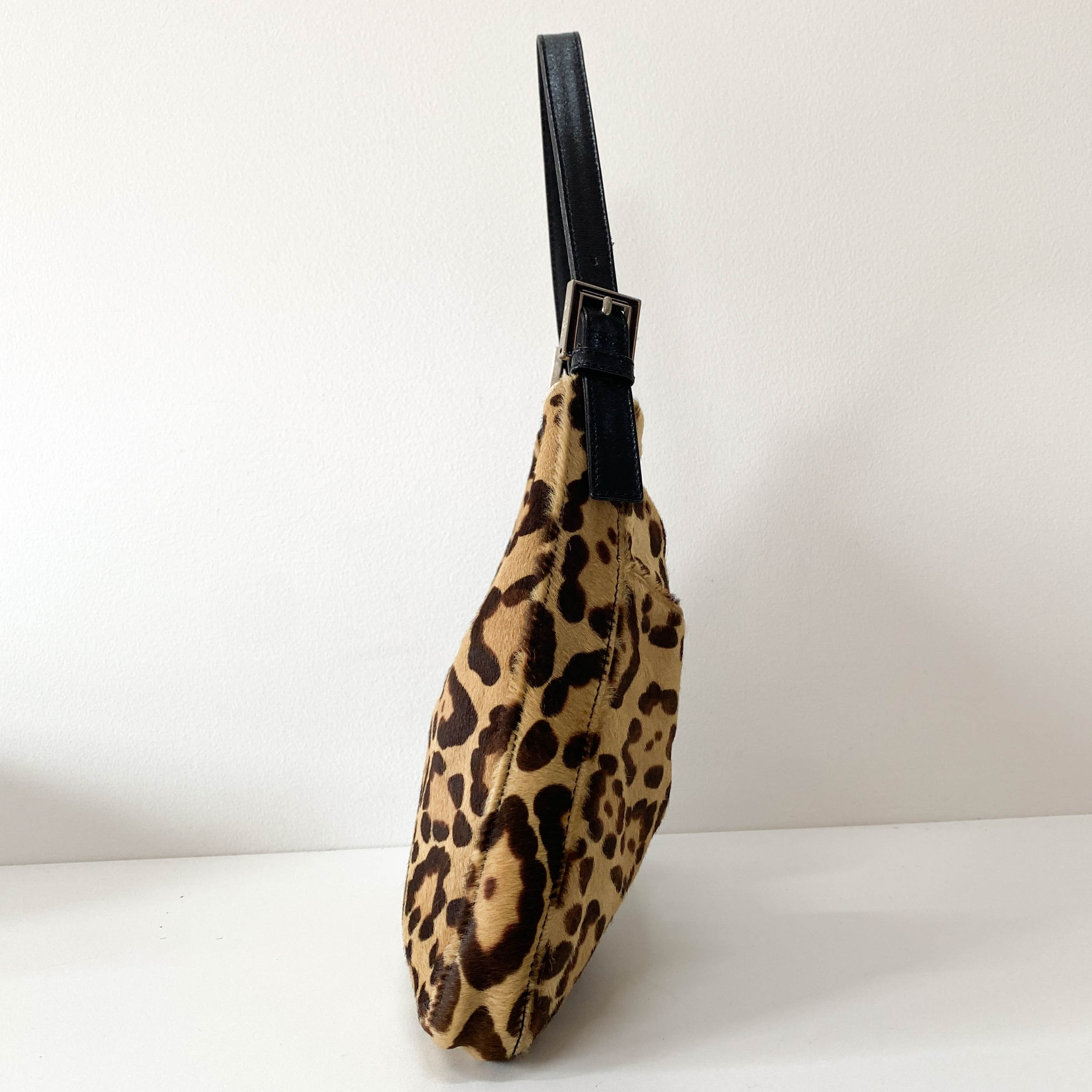 Mamma Baguette Leopard Print Pony Hair Bag