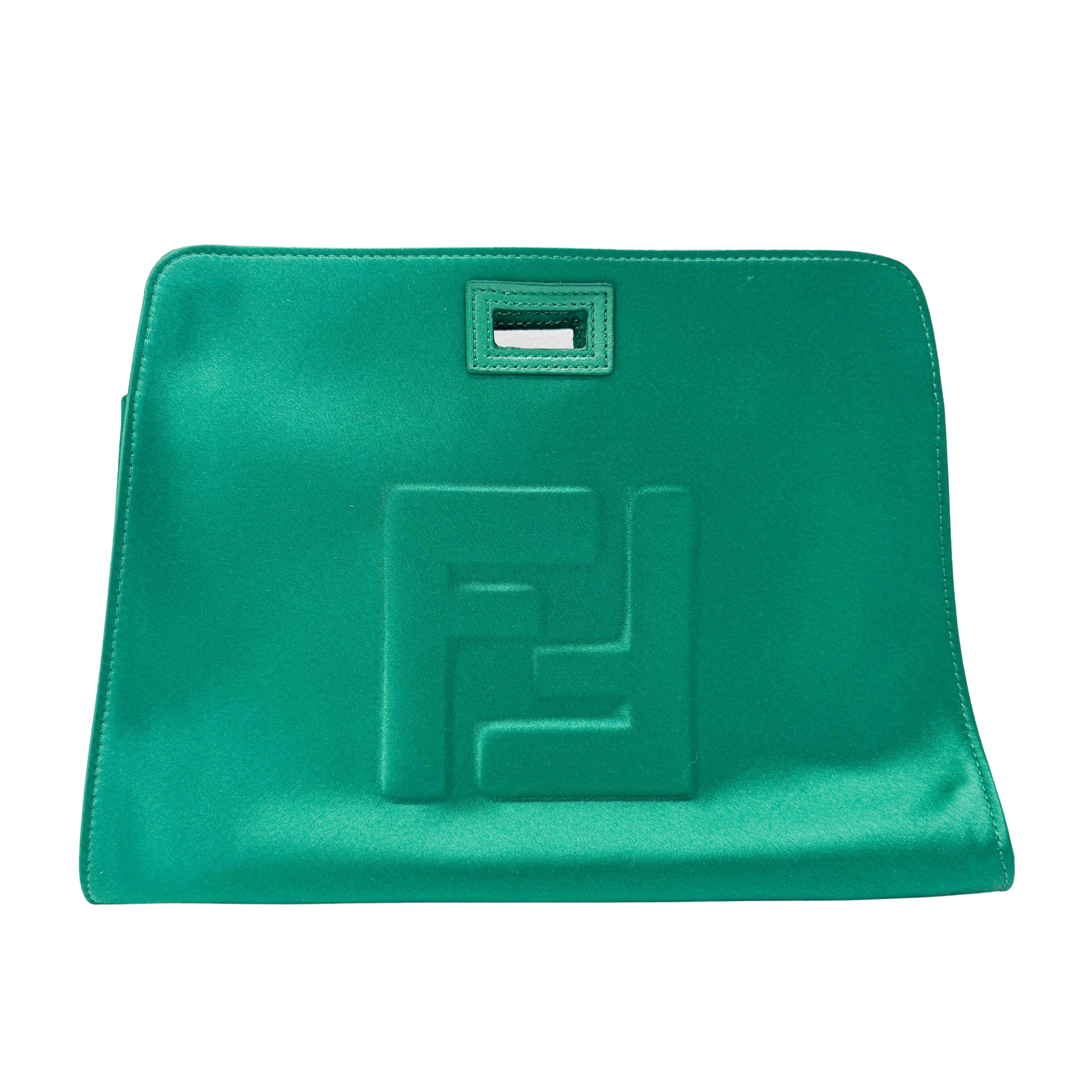 Peek-a-Boo Defender Green Satin Bag