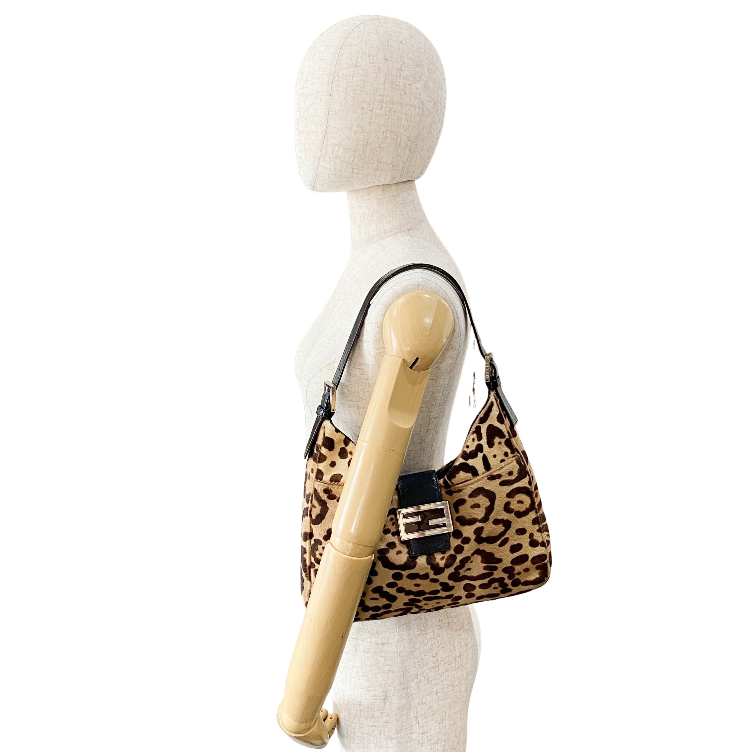 Mamma Baguette Leopard Print Pony Hair Bag
