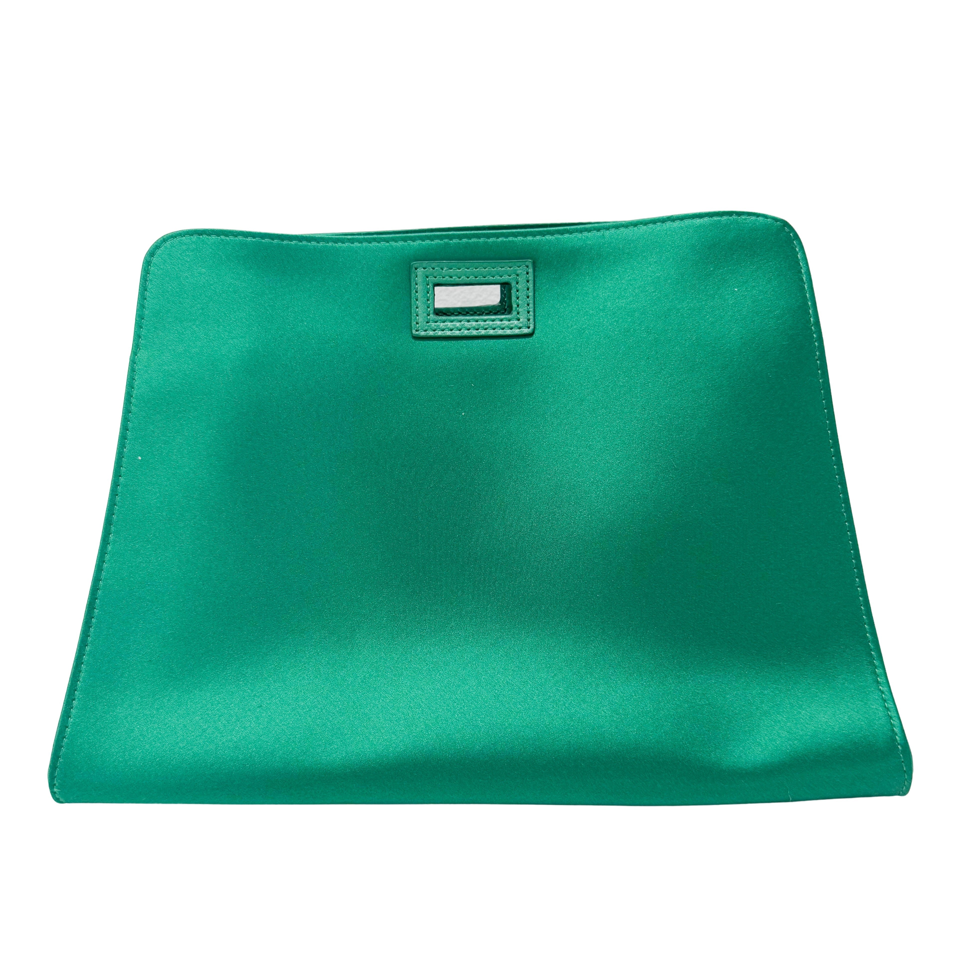 Peek-a-Boo Defender Green Satin Bag