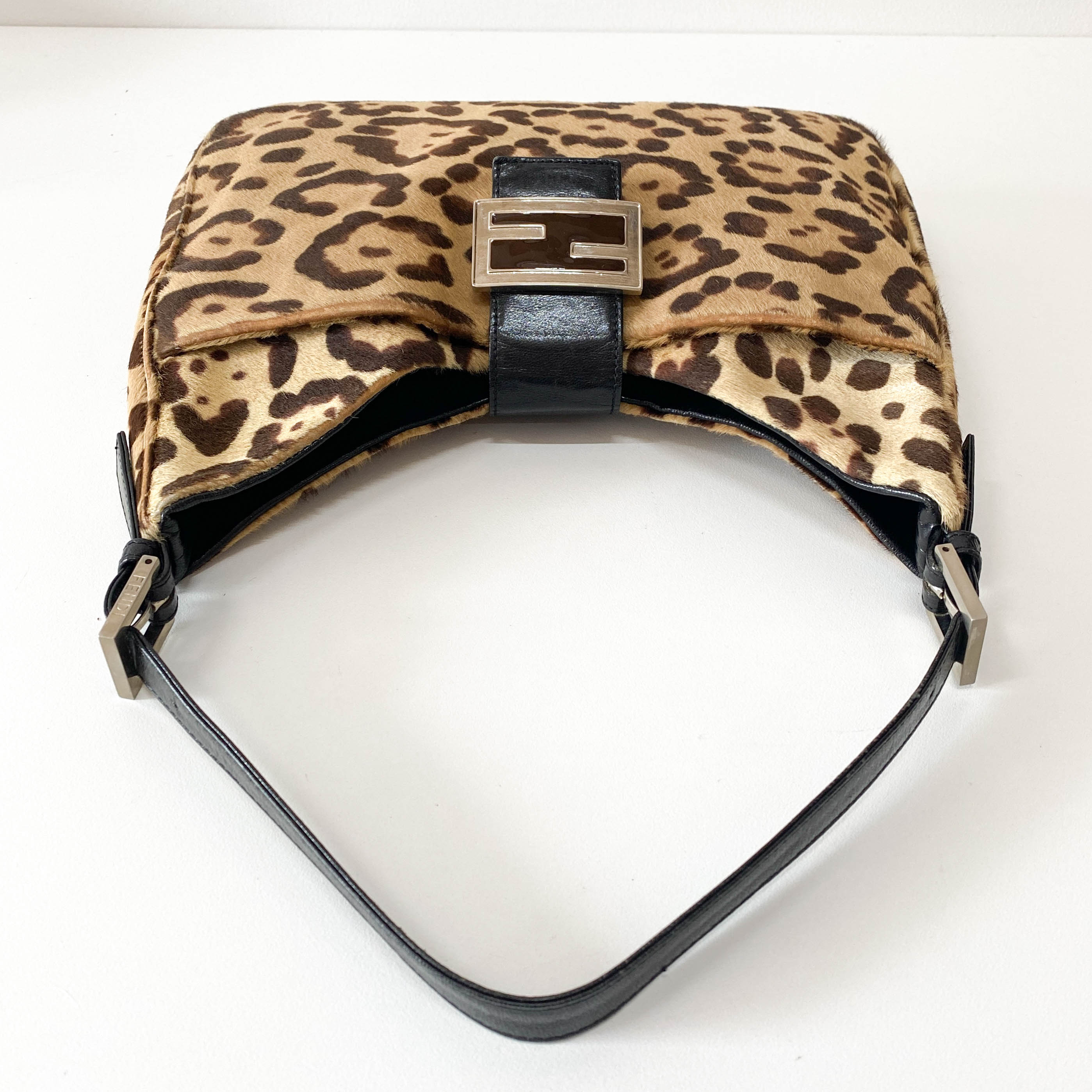 Mamma Baguette Leopard Print Pony Hair Bag