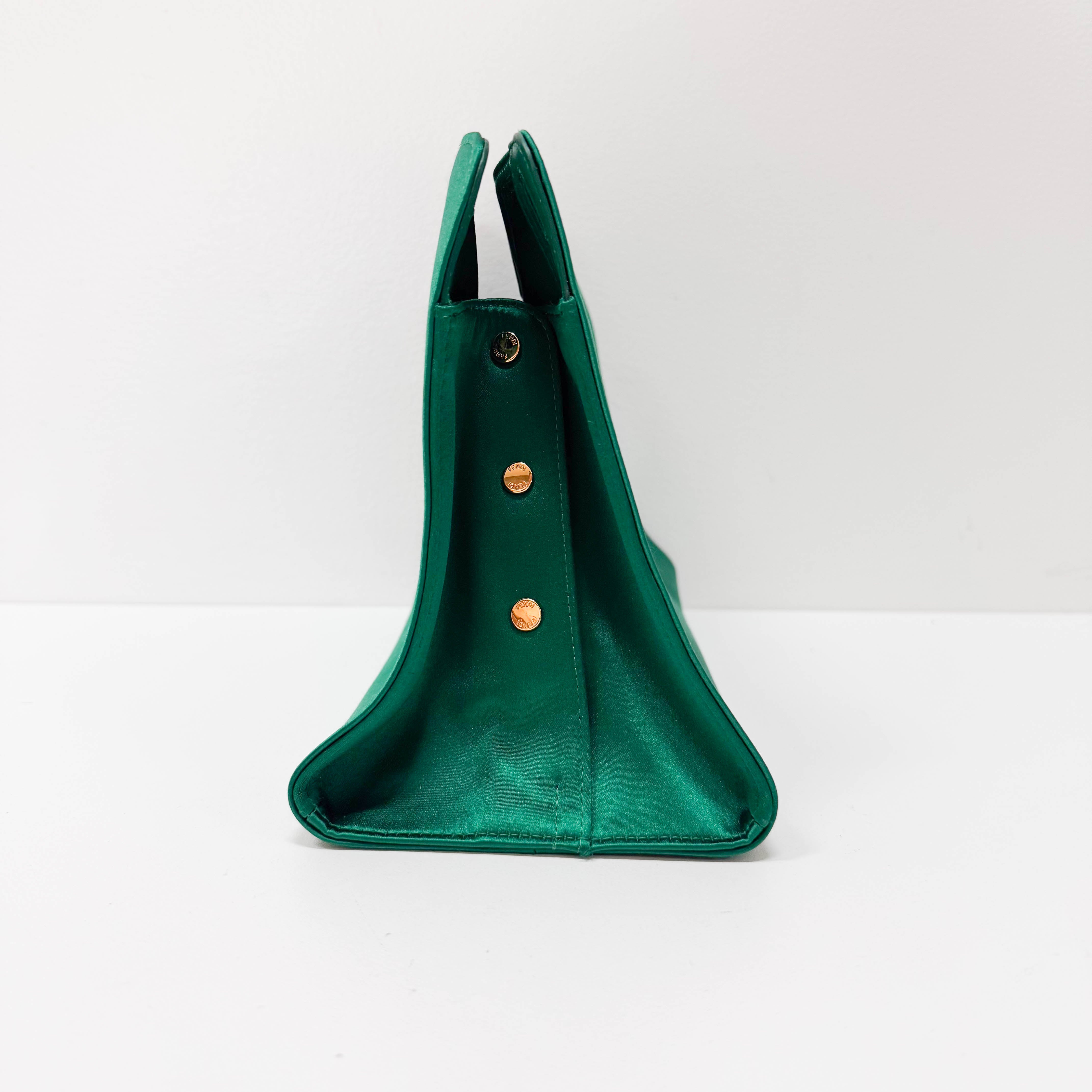 Peek-a-Boo Defender Green Satin Bag