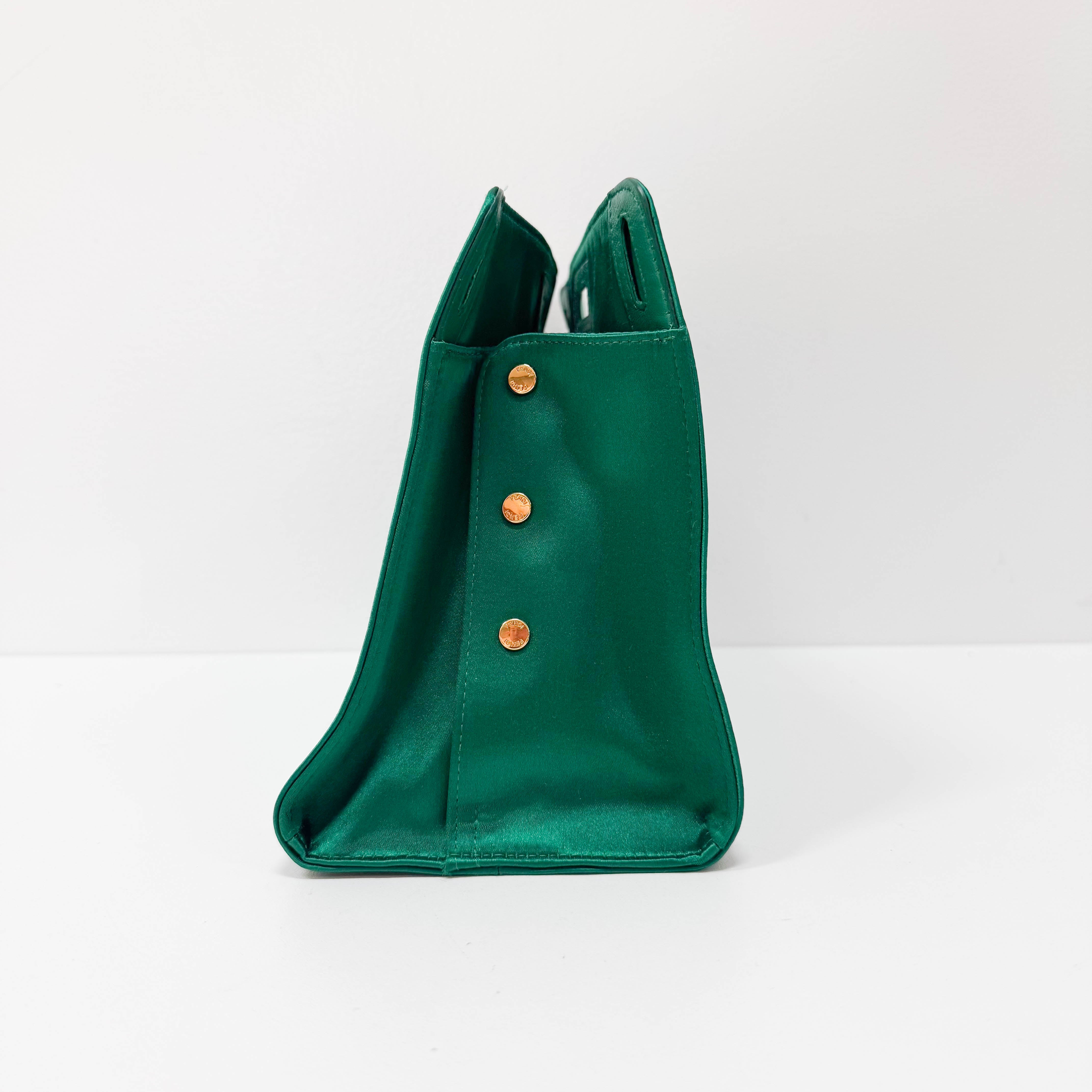 Peek-a-Boo Defender Green Satin Bag