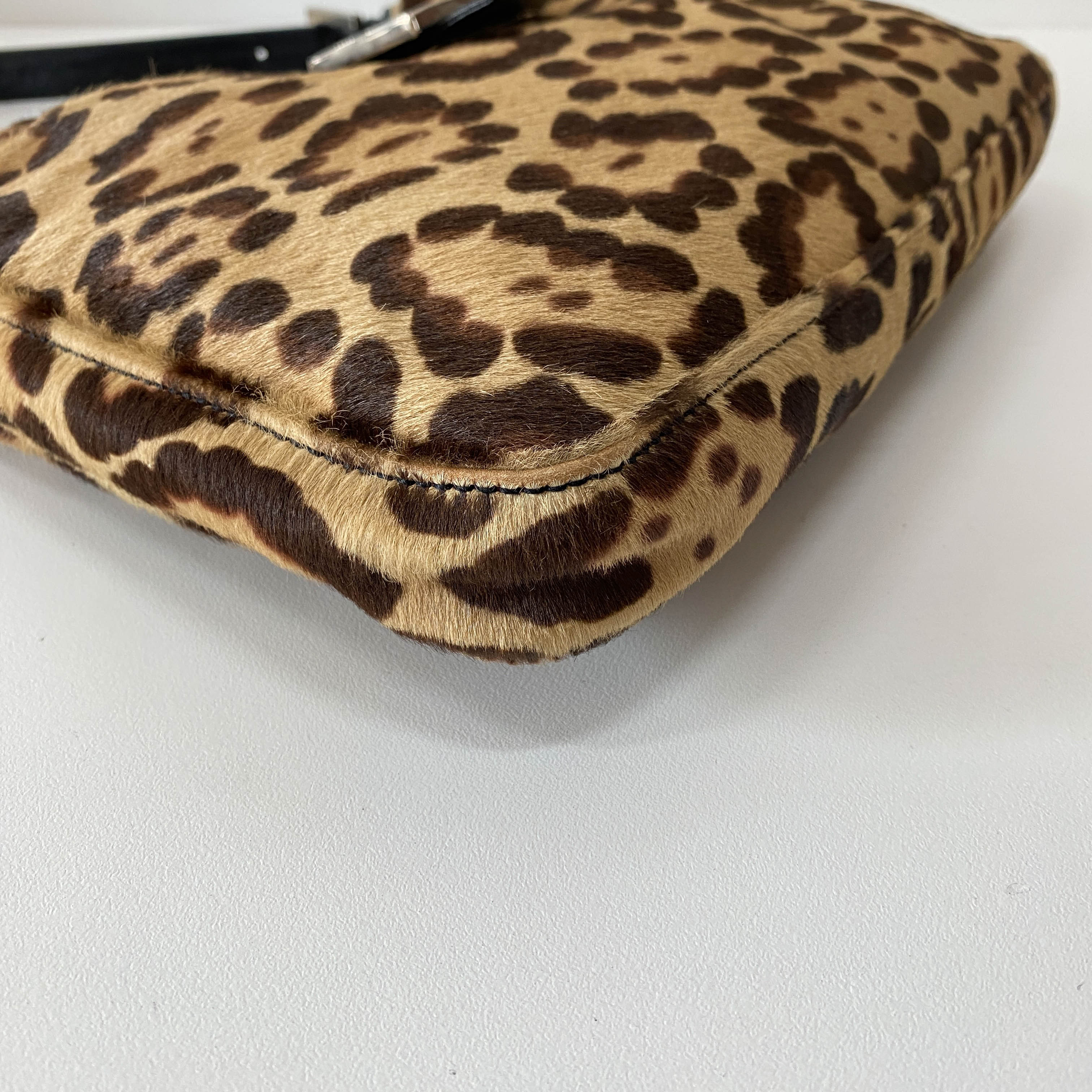 Mamma Baguette Leopard Print Pony Hair Bag