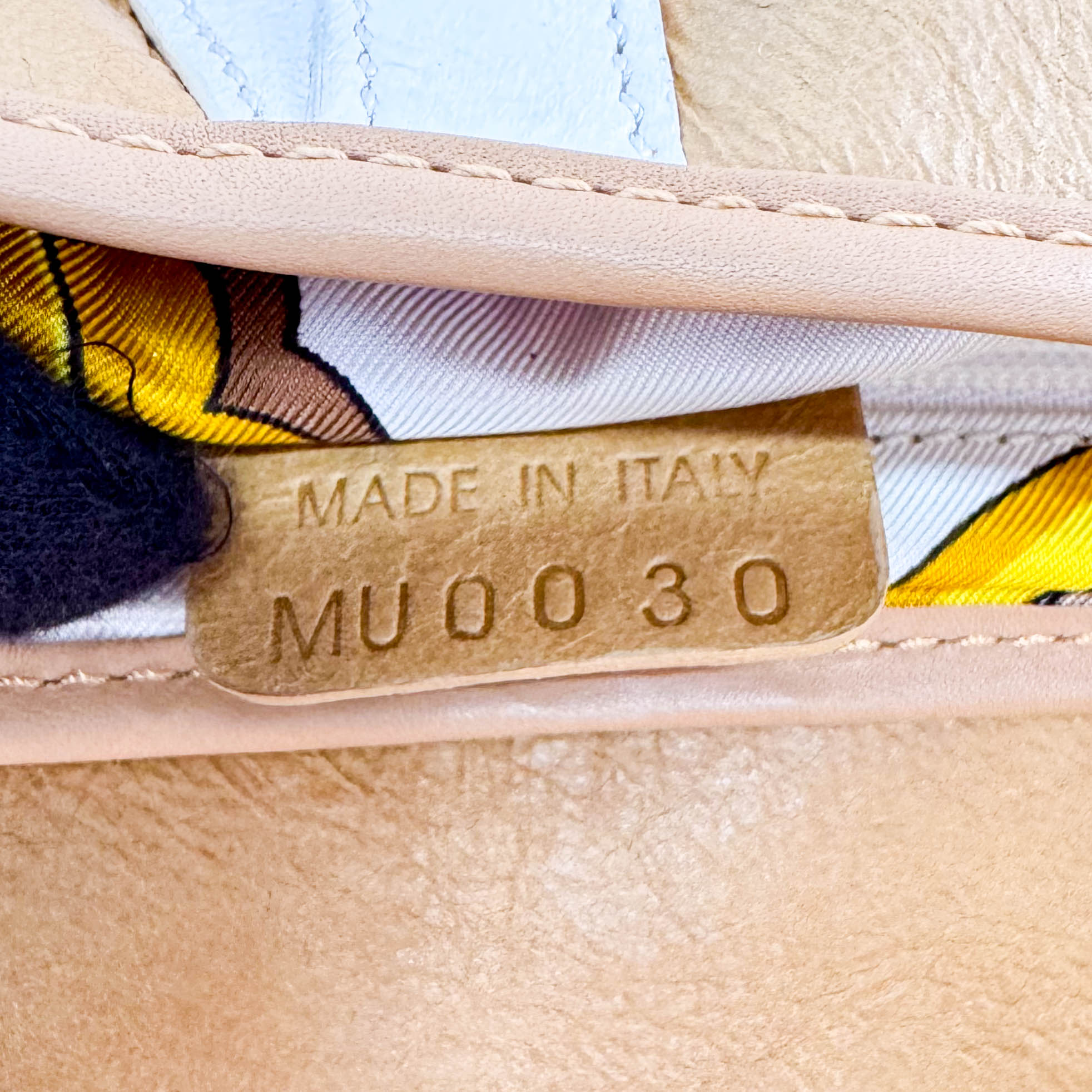 Saddle Caramel Brown Leather with White Details Handle Bag