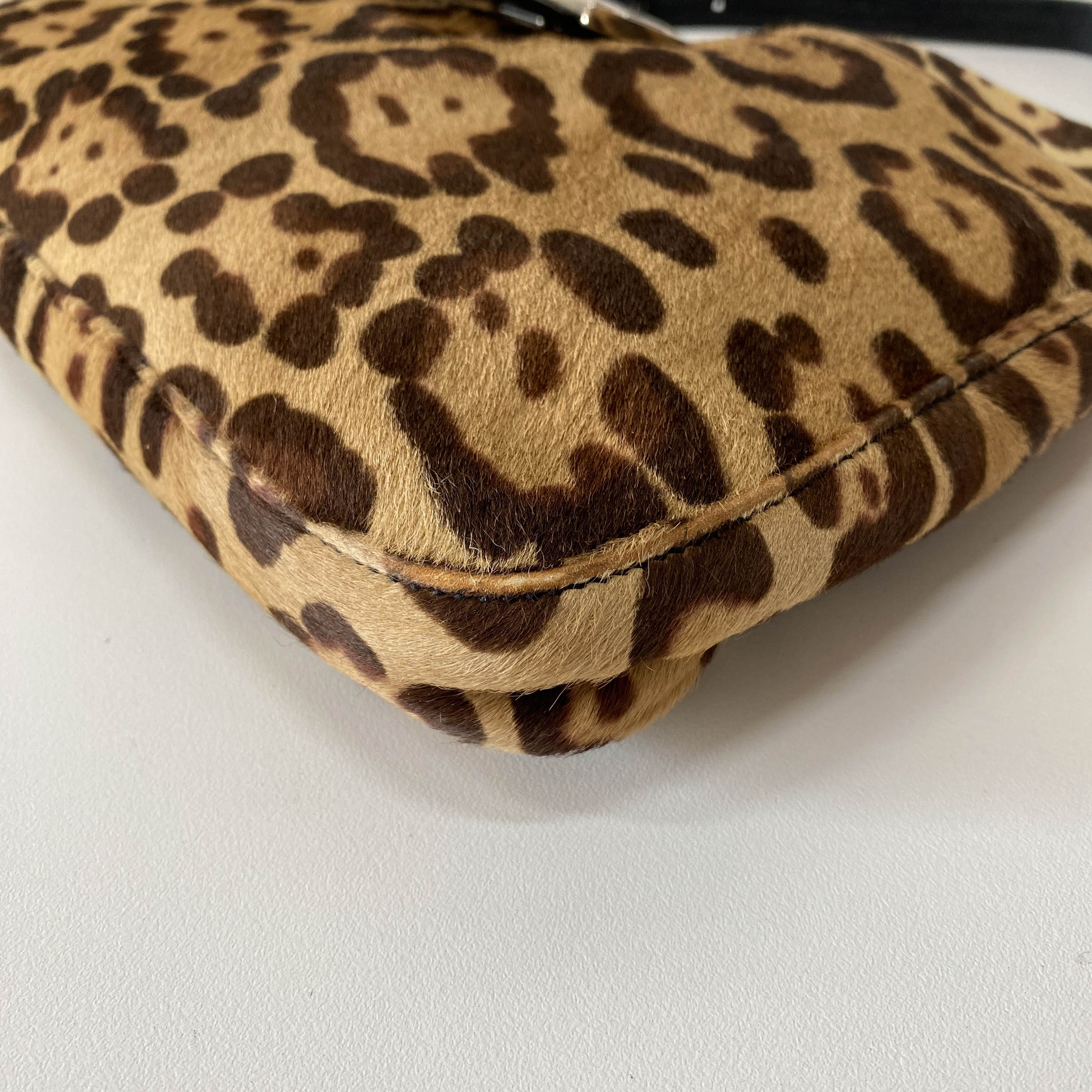 Mamma Baguette Leopard Print Pony Hair Bag