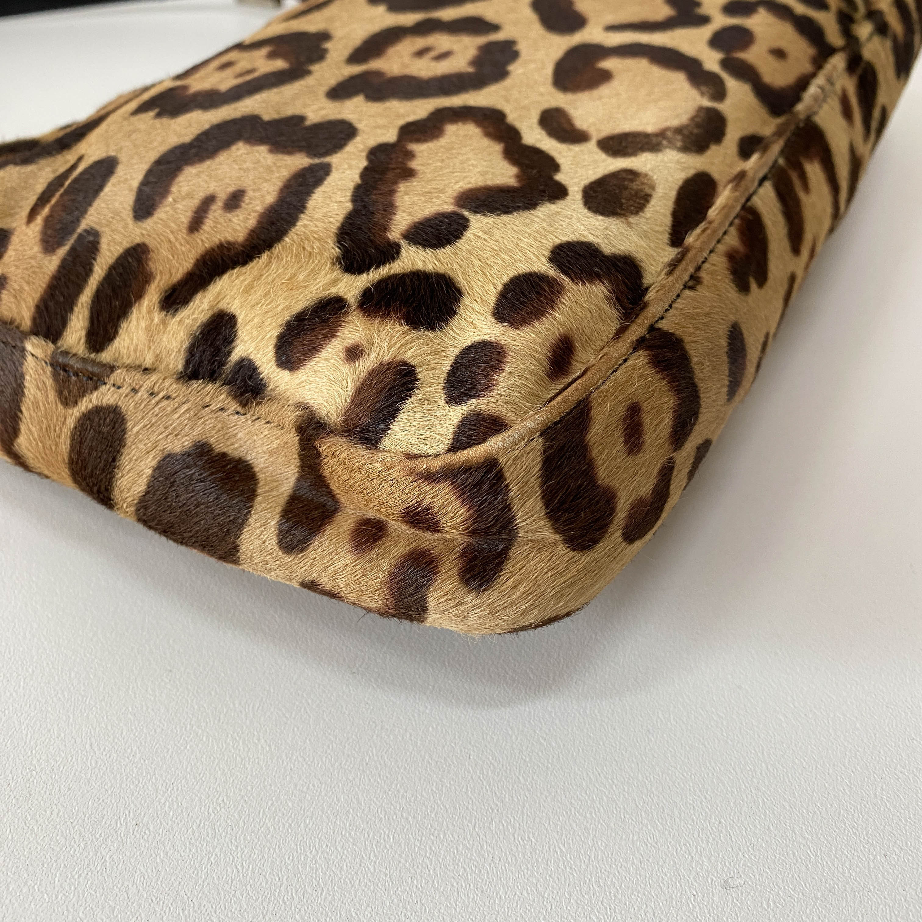 Mamma Baguette Leopard Print Pony Hair Bag