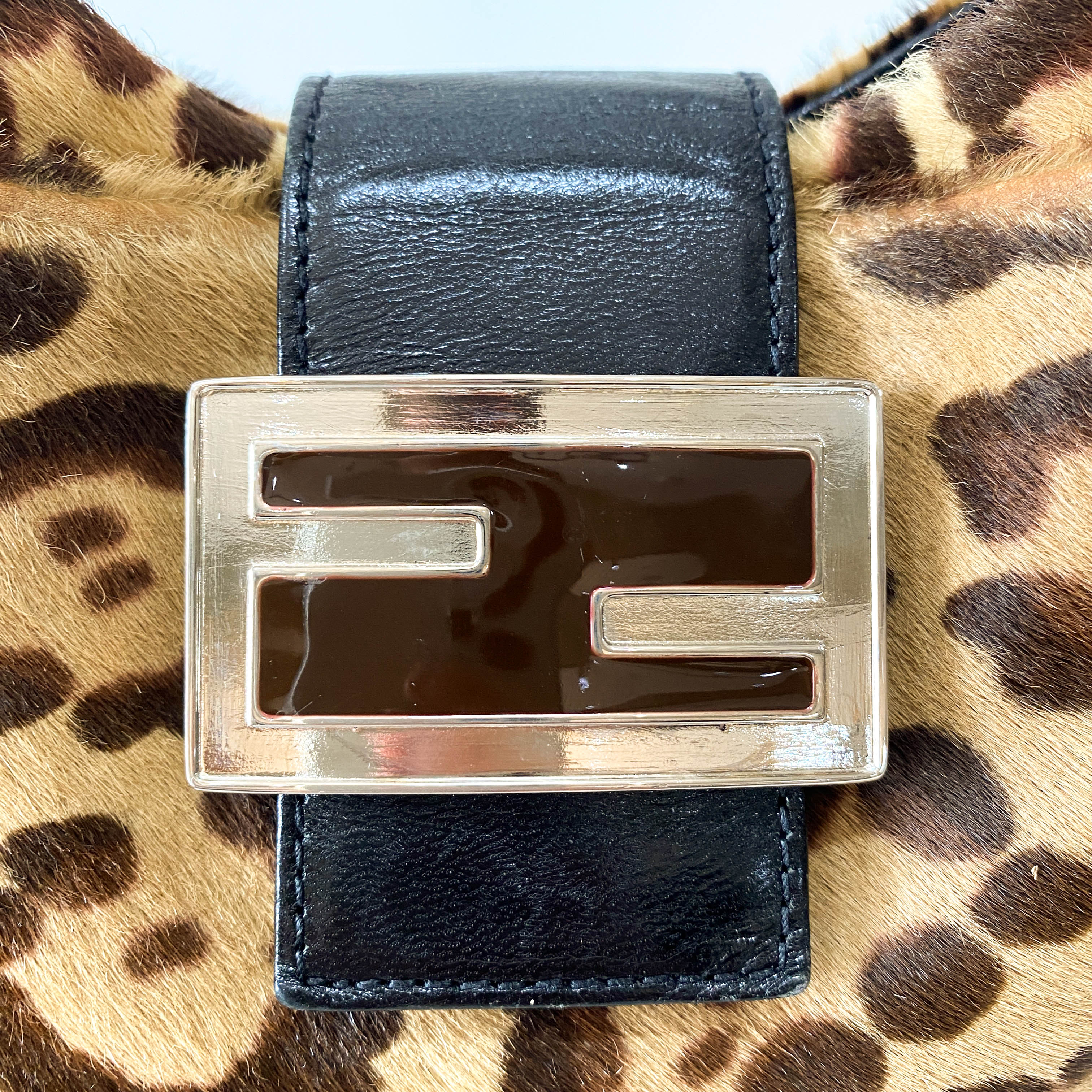 Mamma Baguette Leopard Print Pony Hair Bag