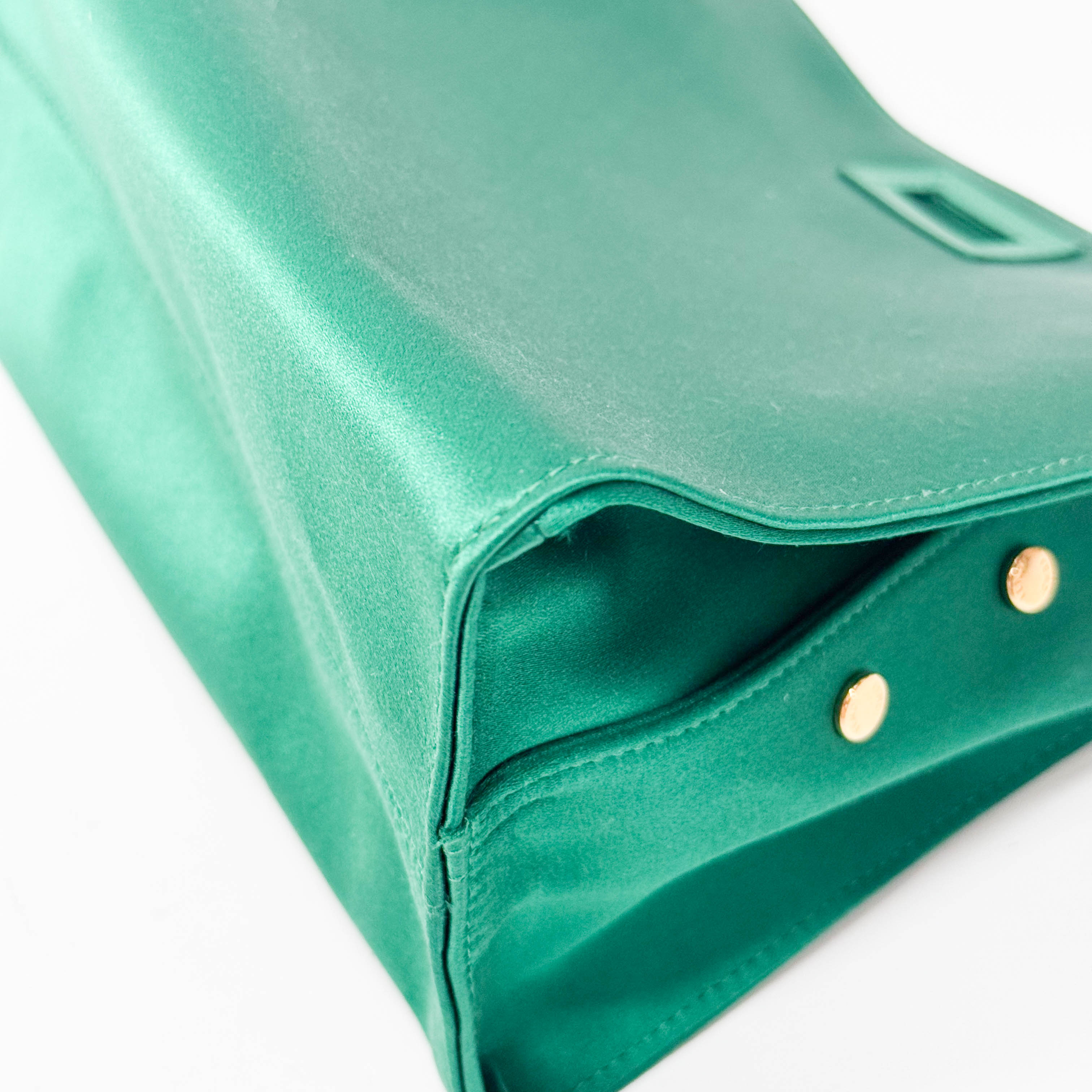 Peek-a-Boo Defender Green Satin Bag