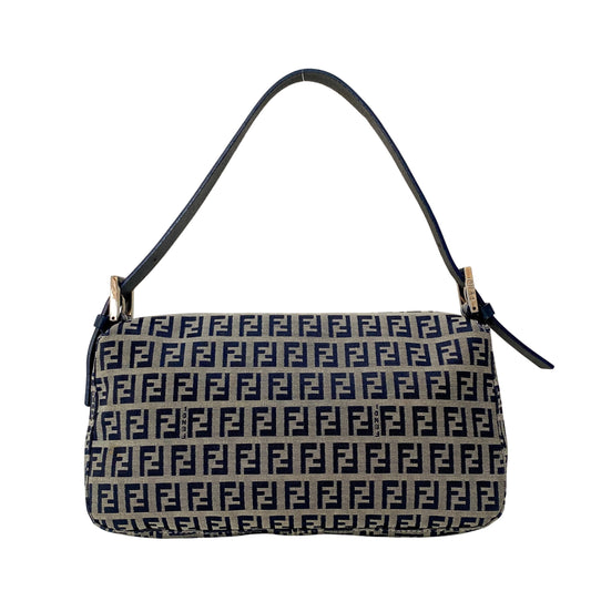 Zucchino Baguette Navy Coated Canvas Shoulder Bag