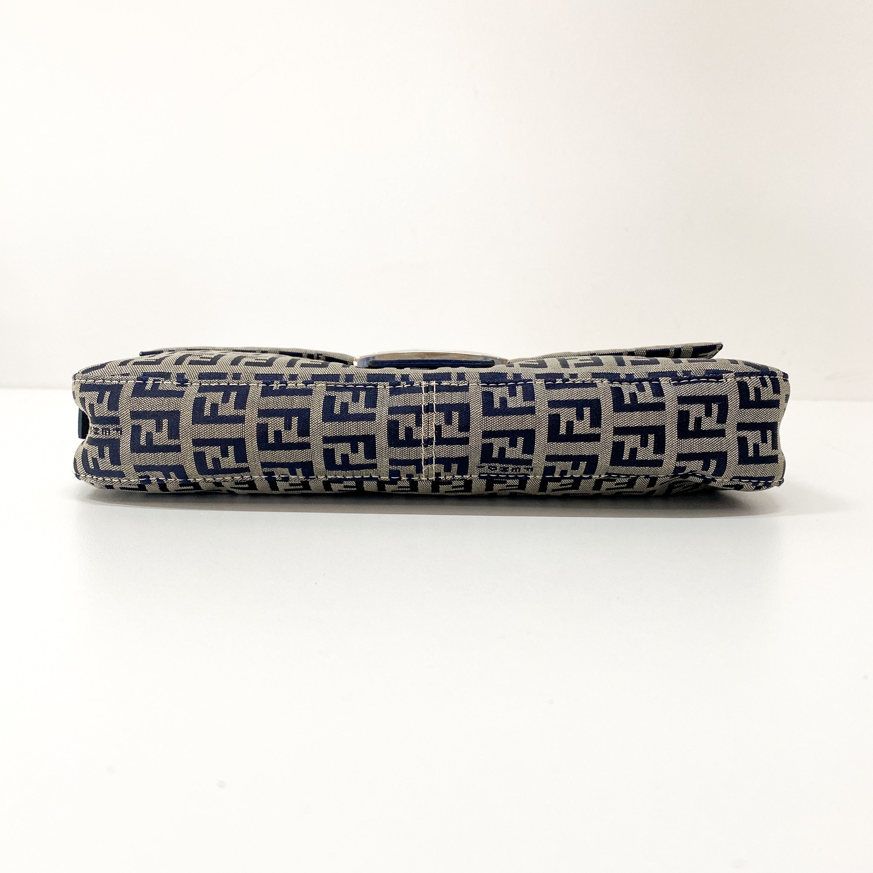 Zucchino Baguette Navy Coated Canvas Shoulder Bag