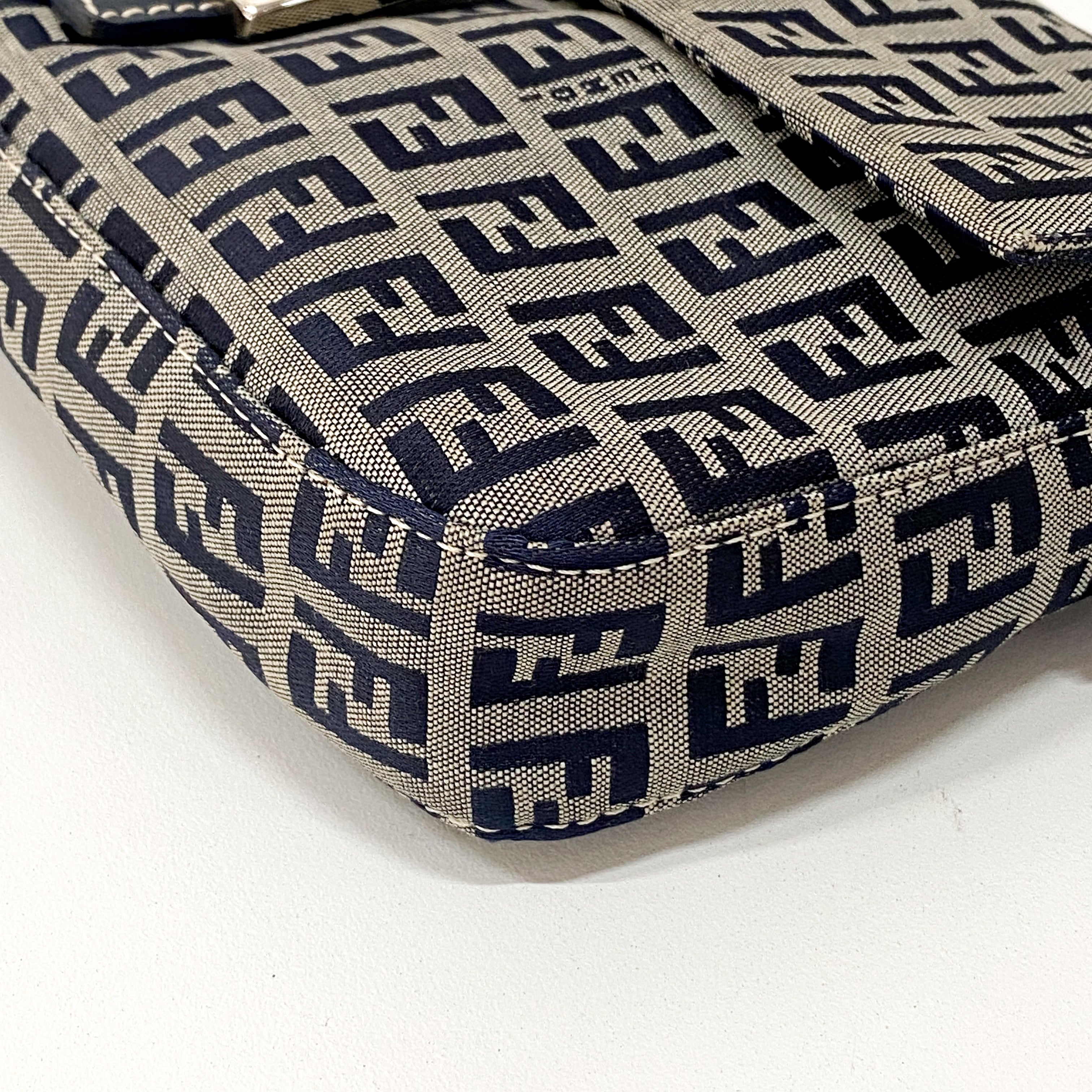 Zucchino Baguette Navy Coated Canvas Shoulder Bag