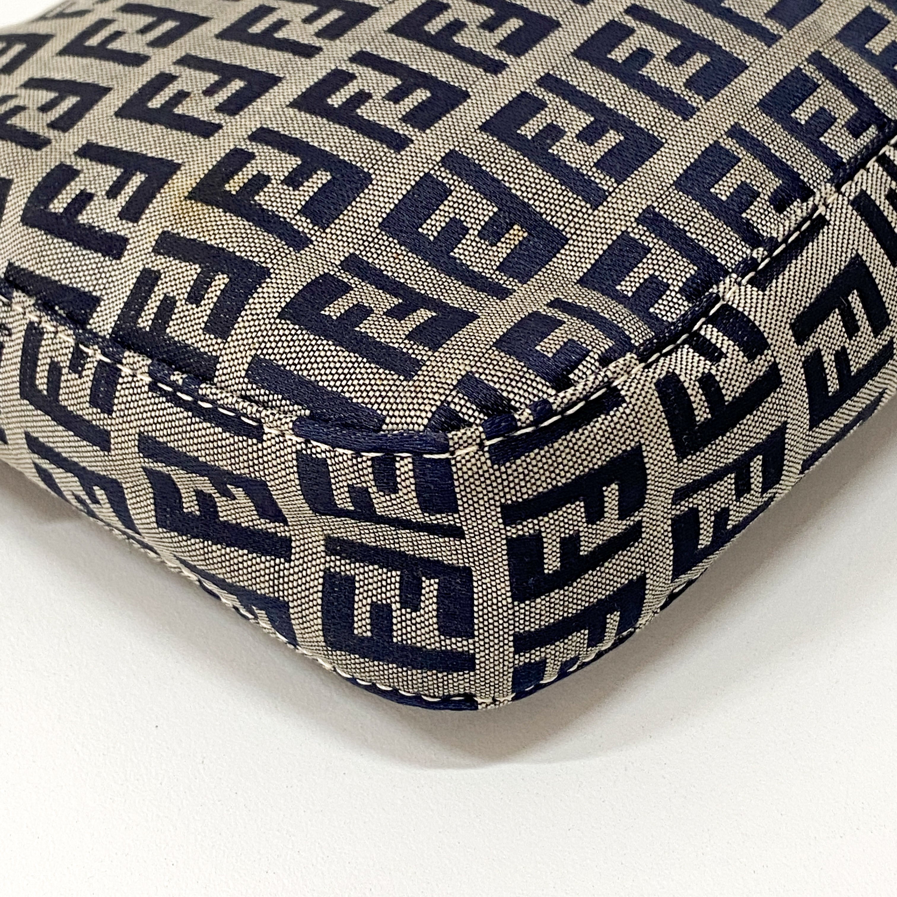 Zucchino Baguette Navy Coated Canvas Shoulder Bag