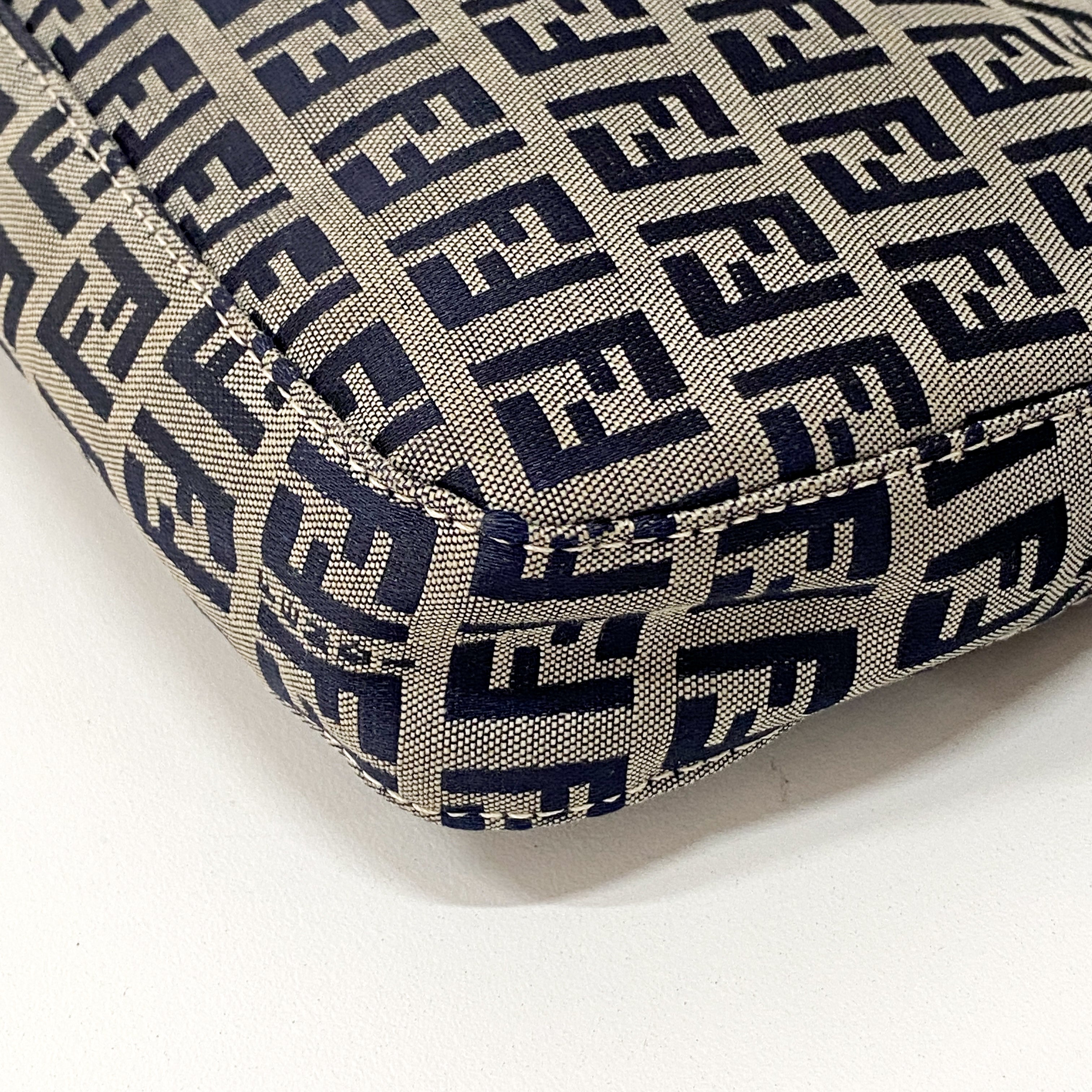 Zucchino Baguette Navy Coated Canvas Shoulder Bag