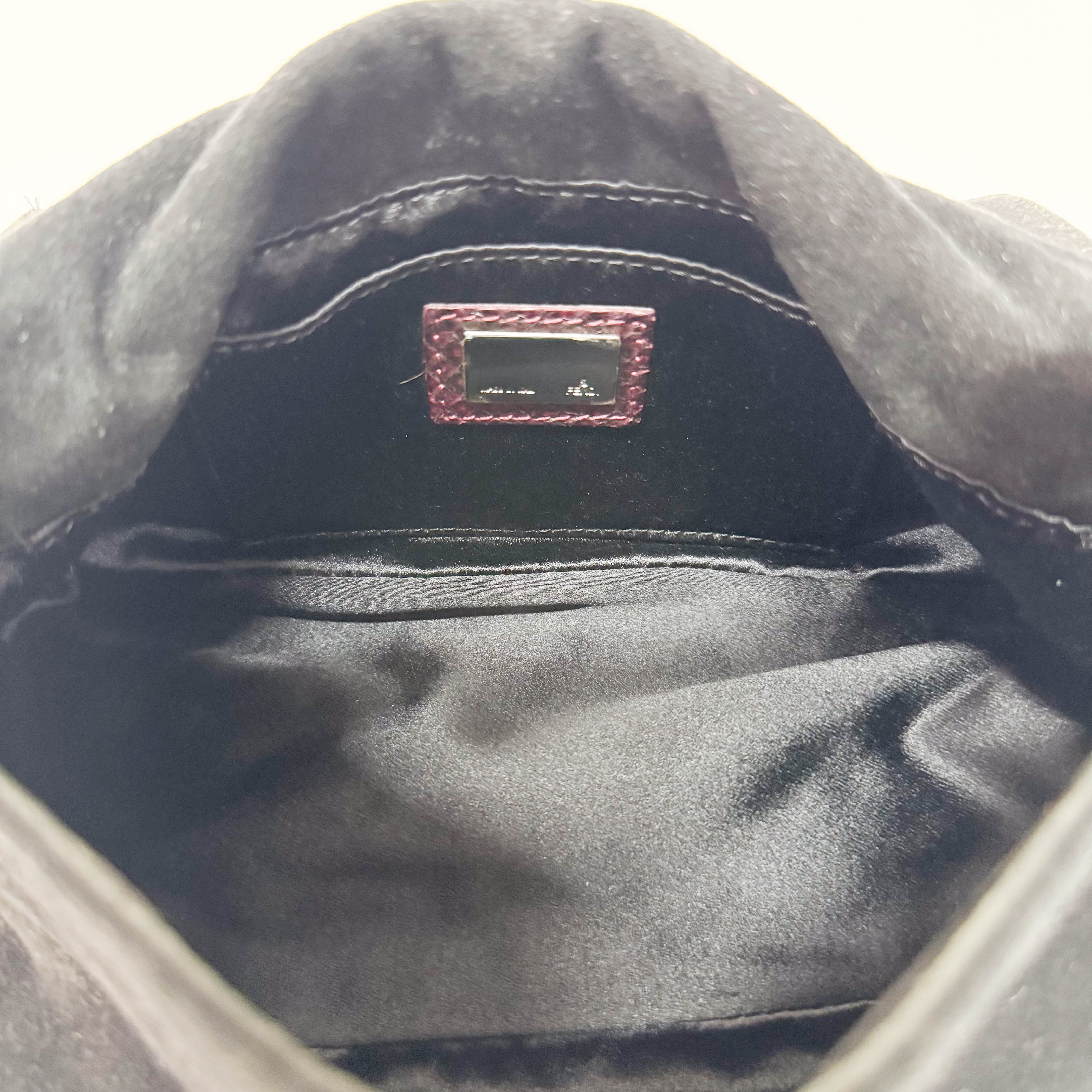 Mamma Baguette Mini Black Suede x Beads Shoulder Bag