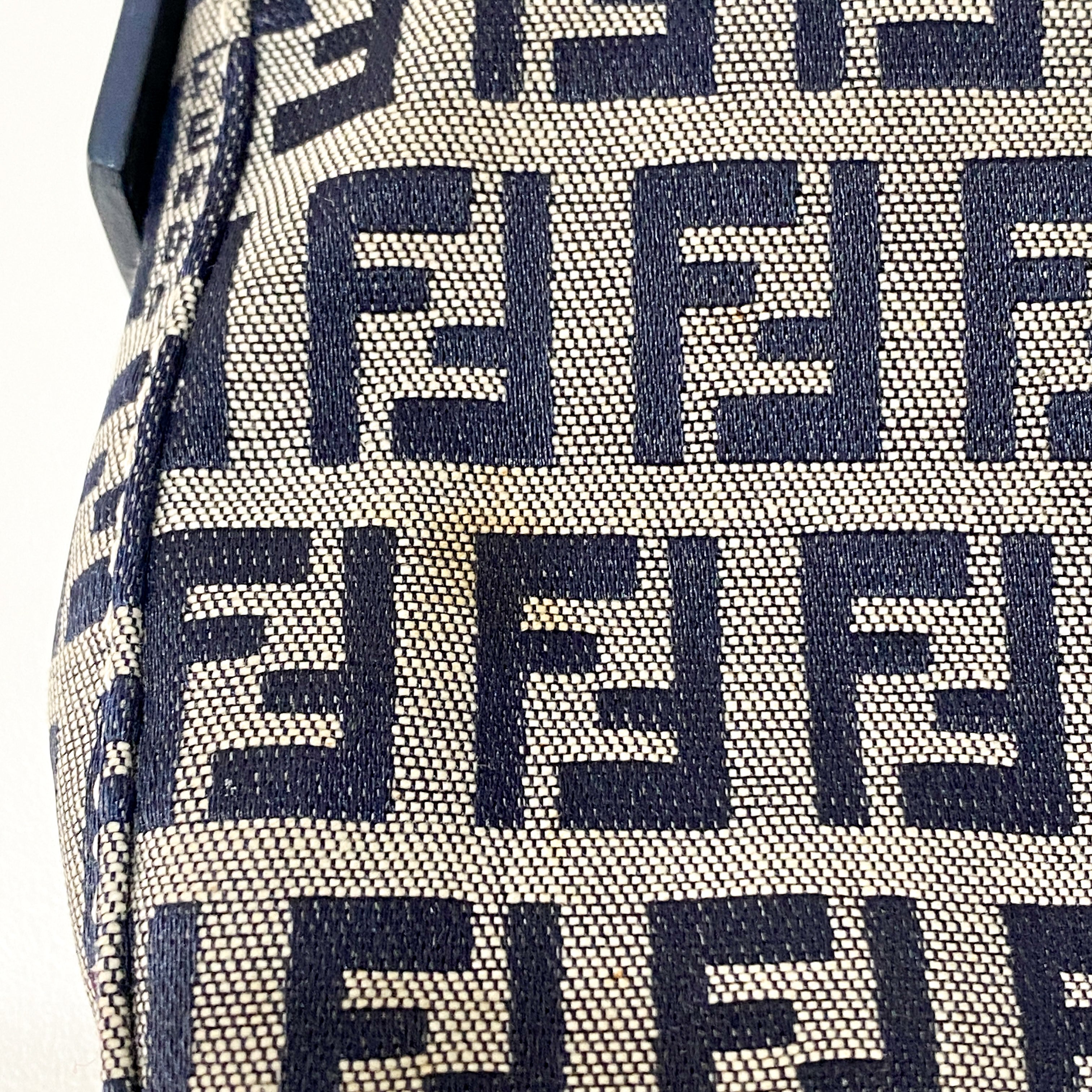 Zucchino Baguette Navy Coated Canvas Shoulder Bag