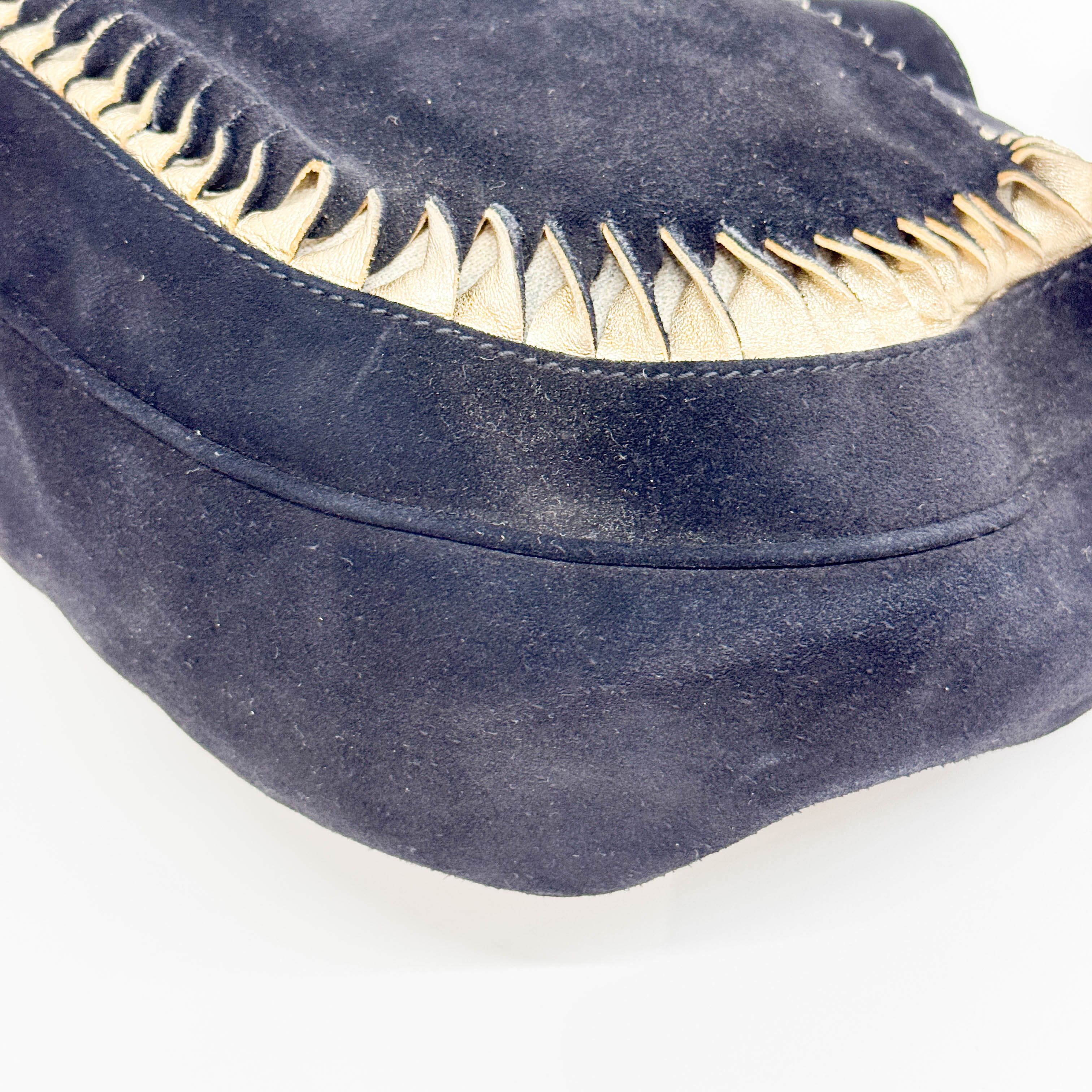 Twisted Black & Gold Suede Shoulder Bag