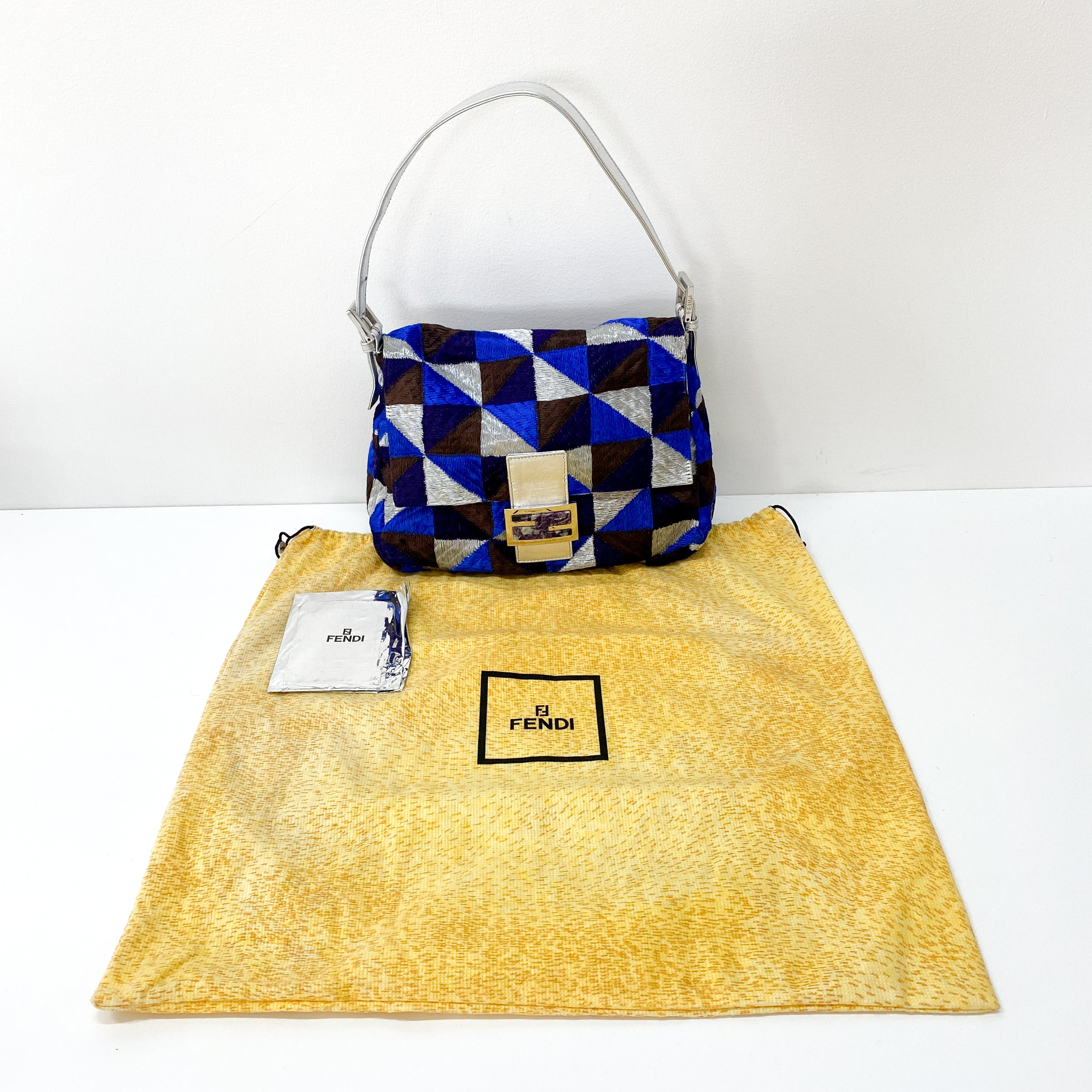 Mamma Baguette Blue Geometric Shoulder Bag