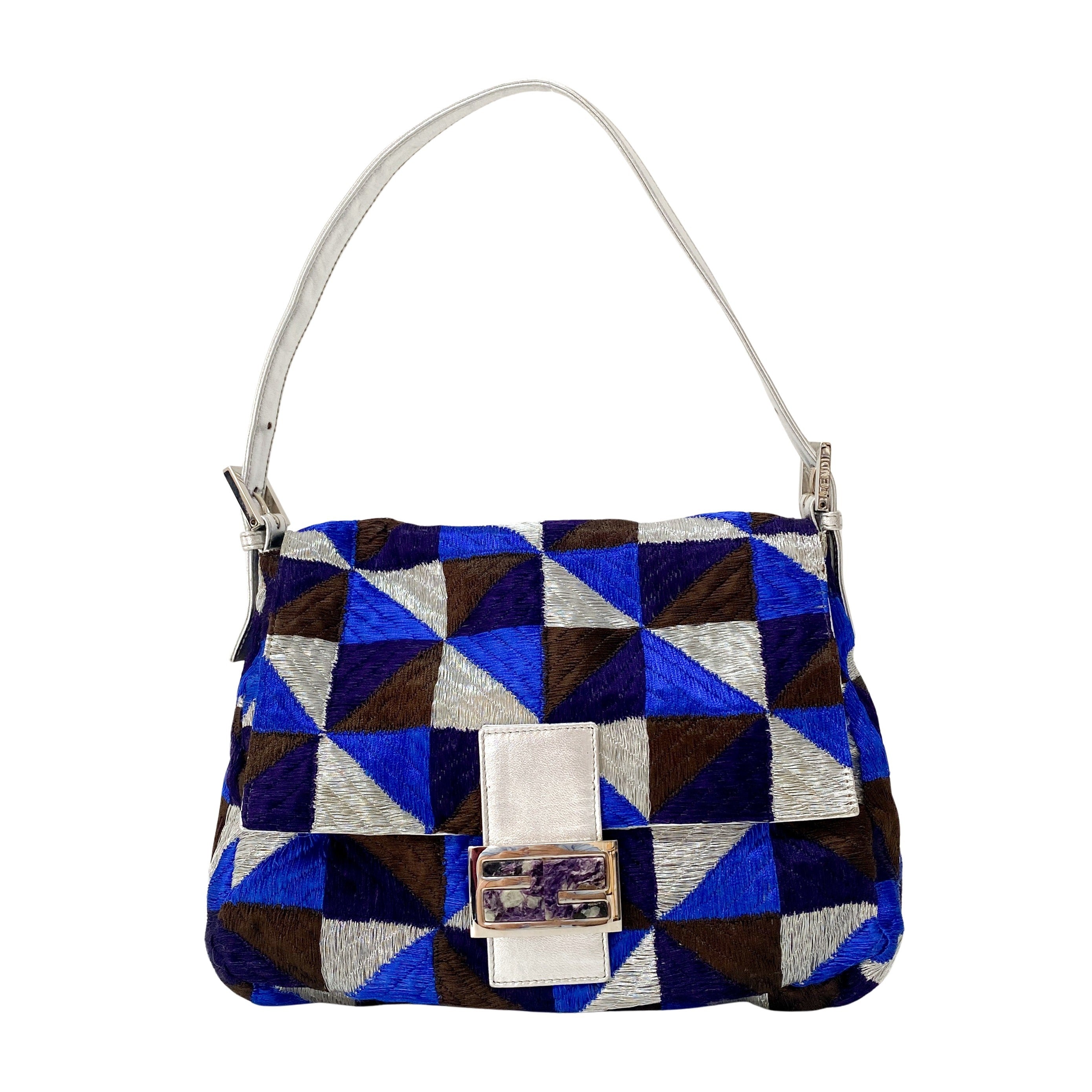 Mamma Baguette Blue Geometric Shoulder Bag