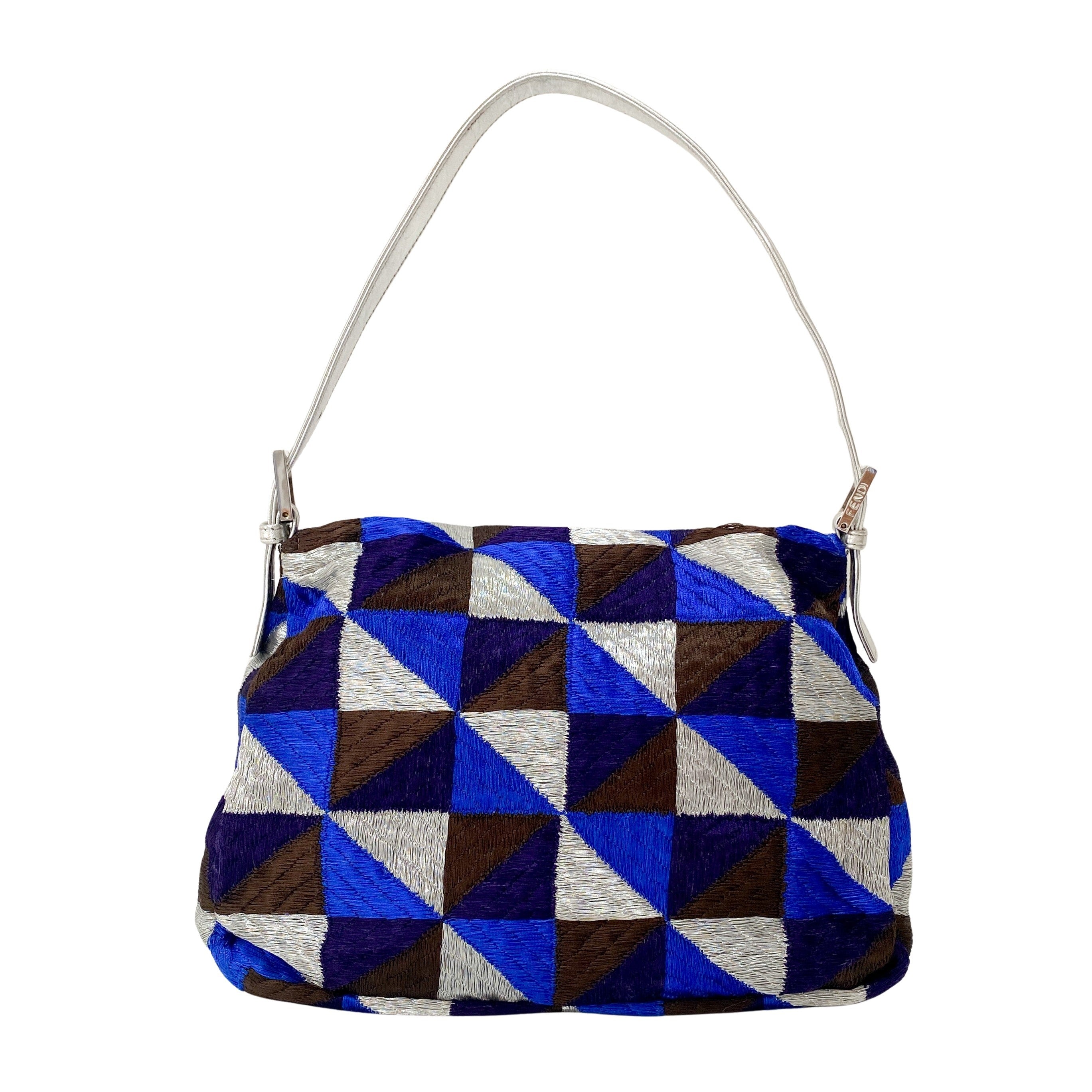Mamma Baguette Blue Geometric Shoulder Bag