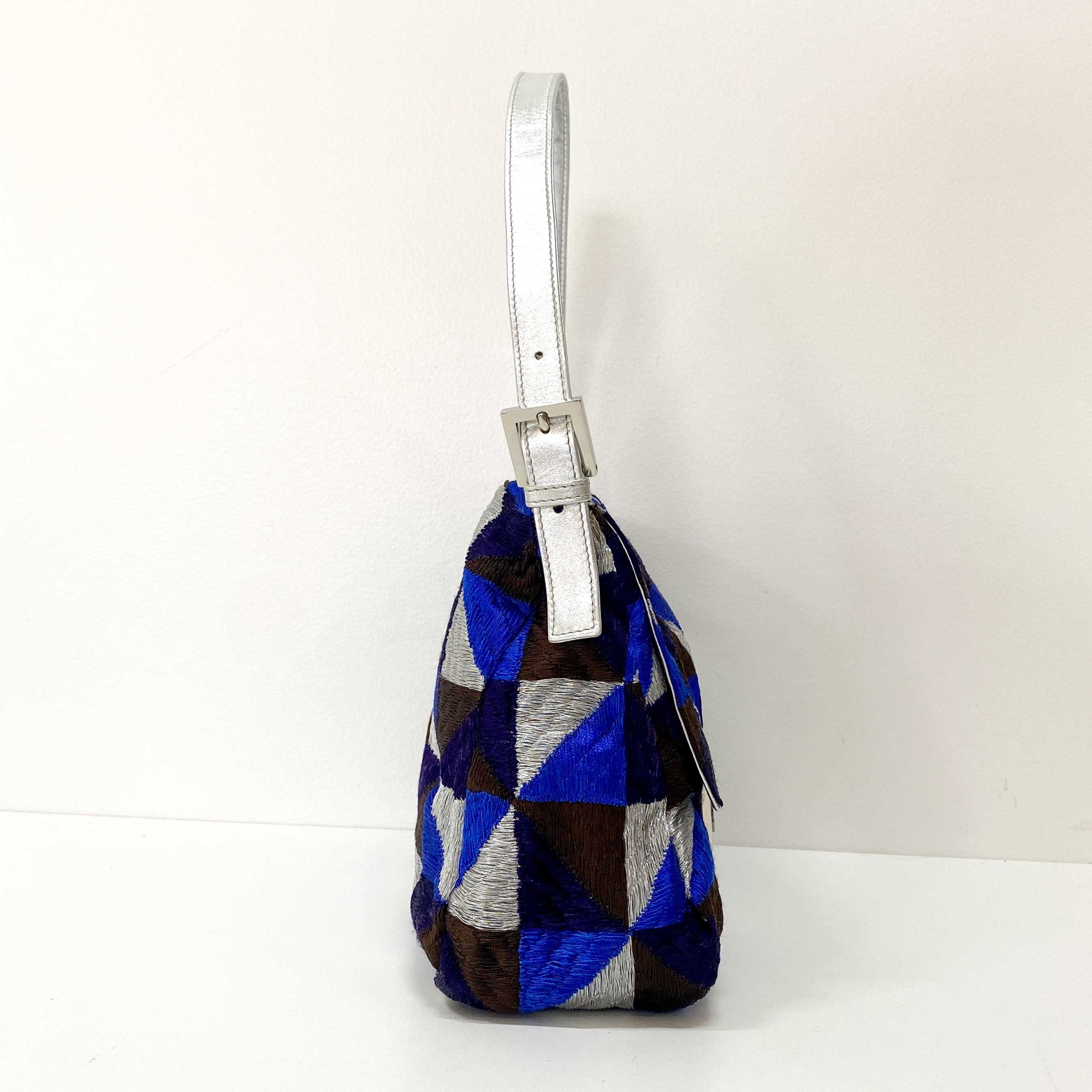 Mamma Baguette Blue Geometric Shoulder Bag
