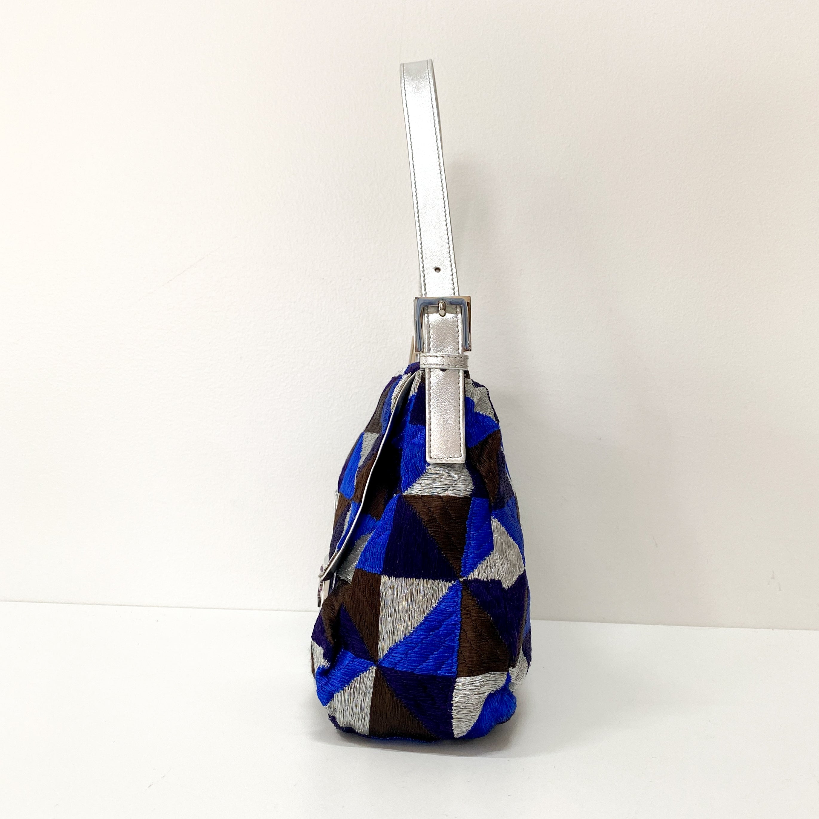 Mamma Baguette Blue Geometric Shoulder Bag