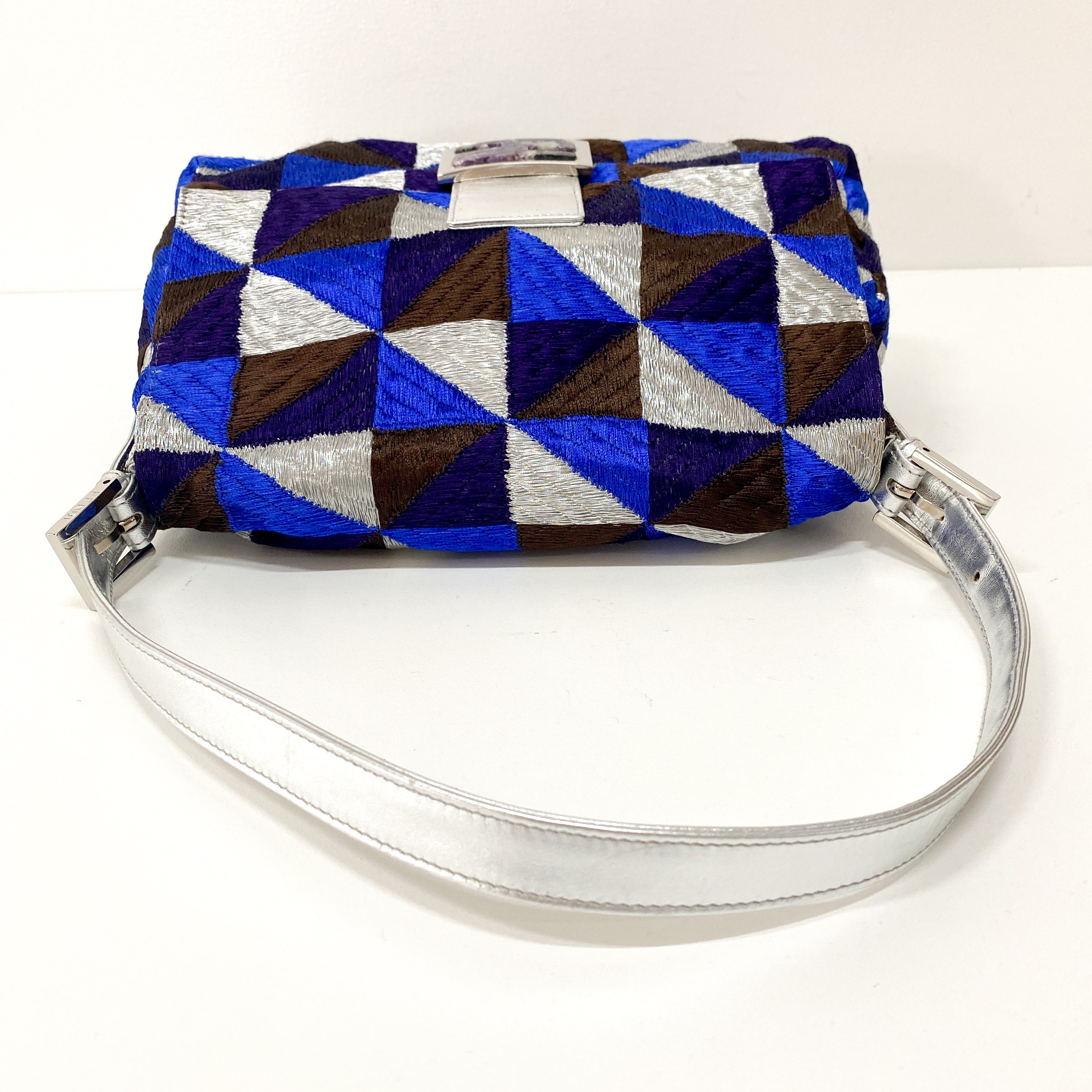 Mamma Baguette Blue Geometric Shoulder Bag