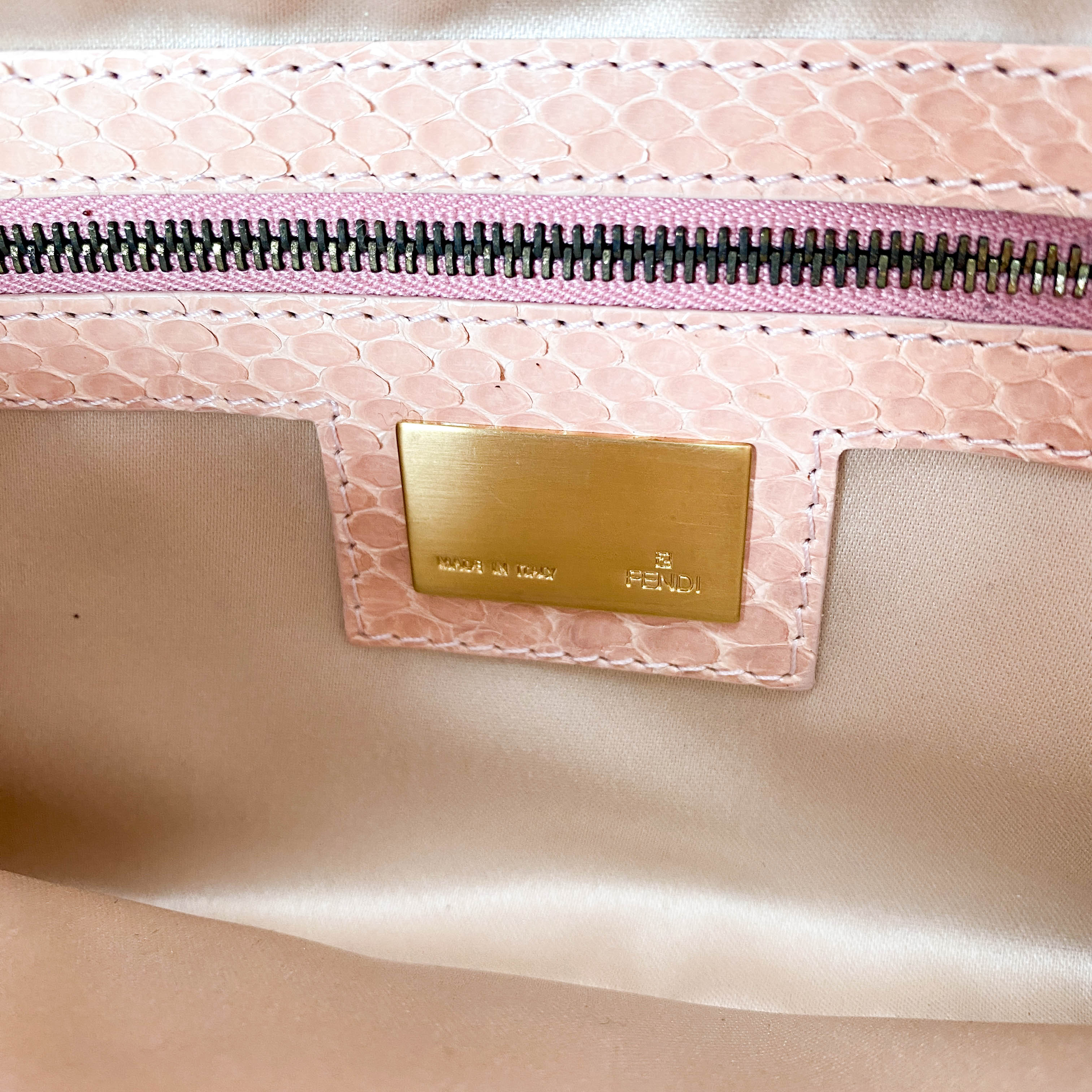 Baguette Pink Leather Embroidery Shoulder Bag