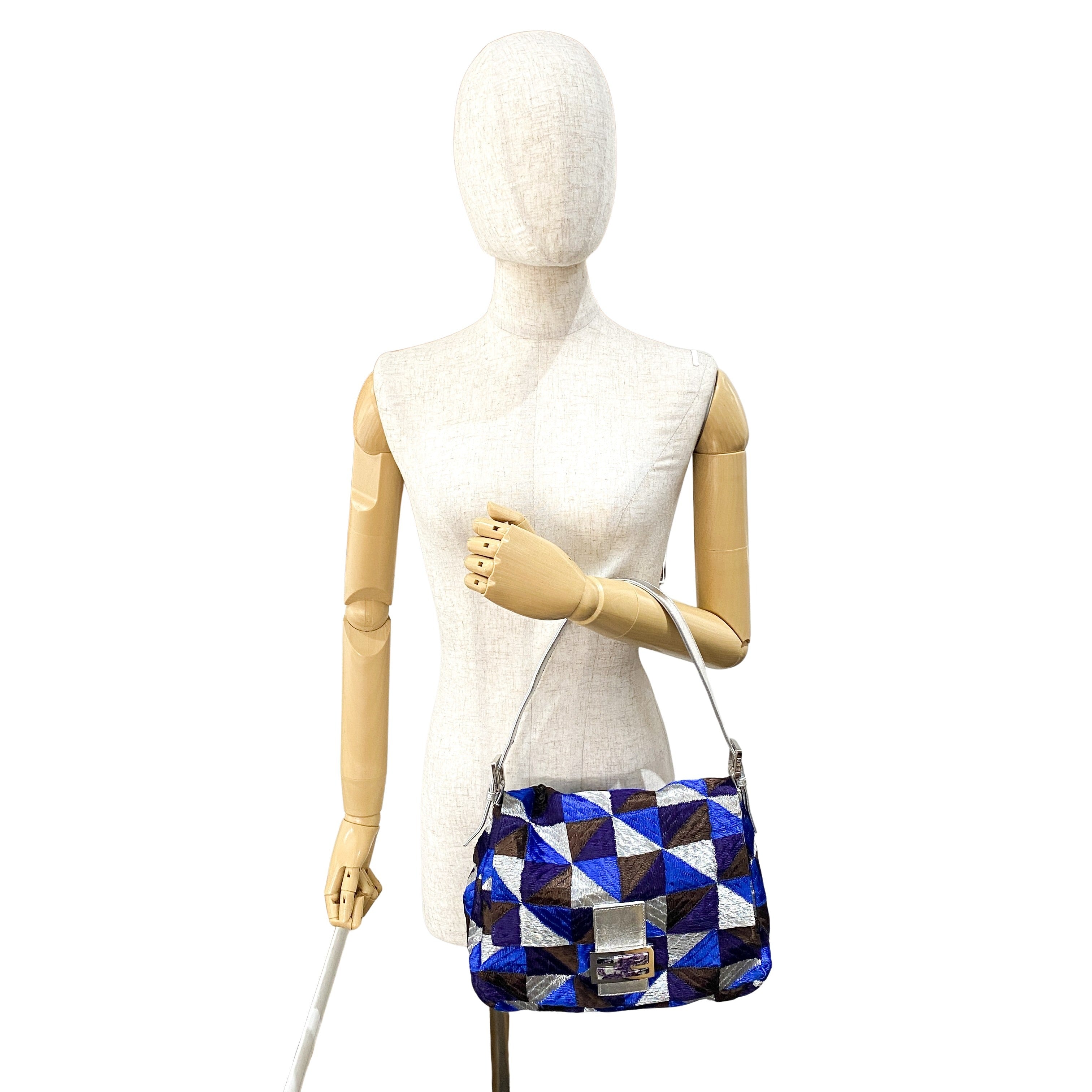 Mamma Baguette Blue Geometric Shoulder Bag