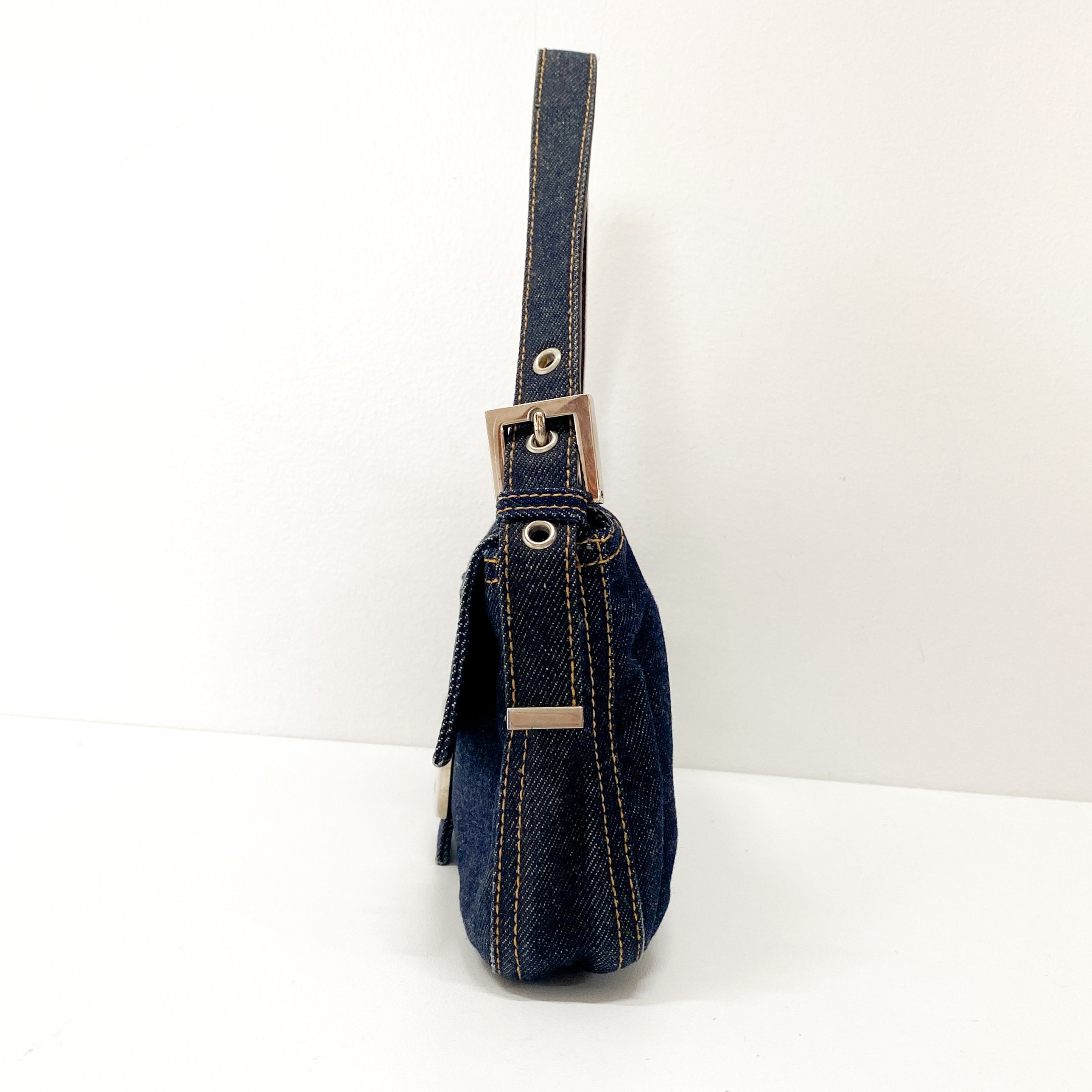 Baguette Denim Shoulder Bag