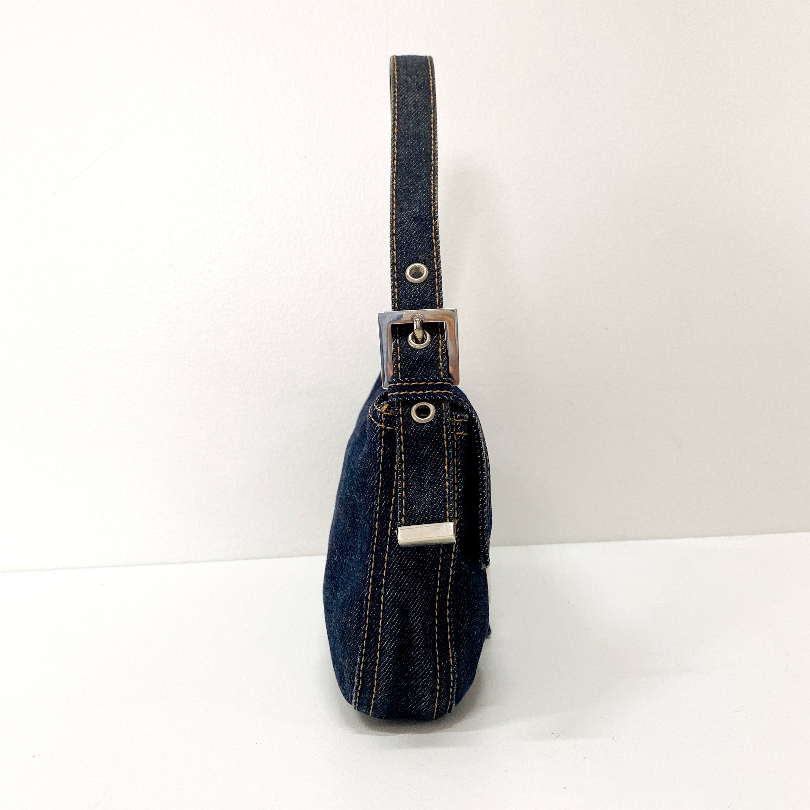 Baguette Denim Shoulder Bag