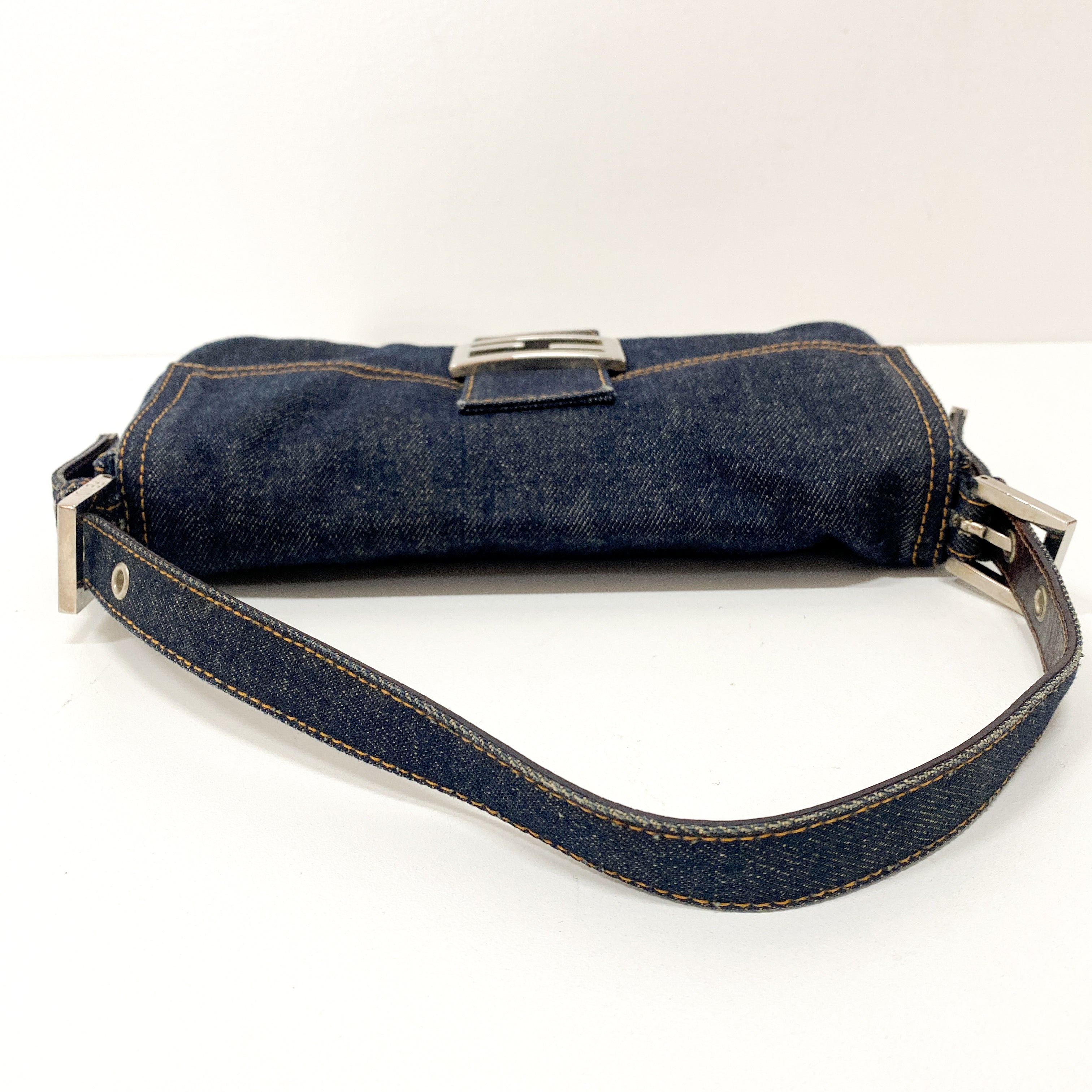 Baguette Denim Shoulder Bag