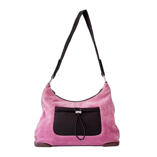 Hobo Pink Suede Shoulder Bag