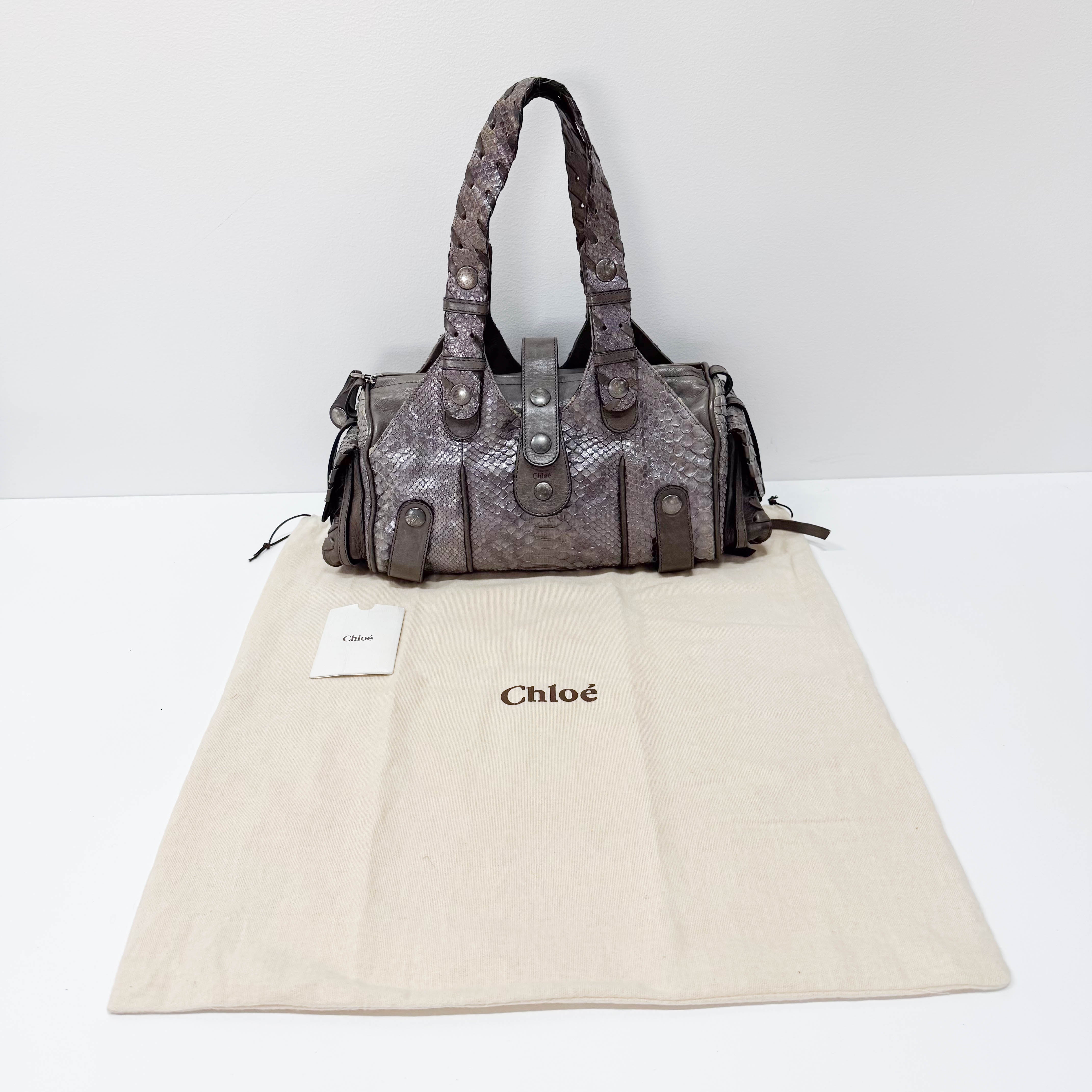 Silverado Grey Python Embossed Shoulder Bag