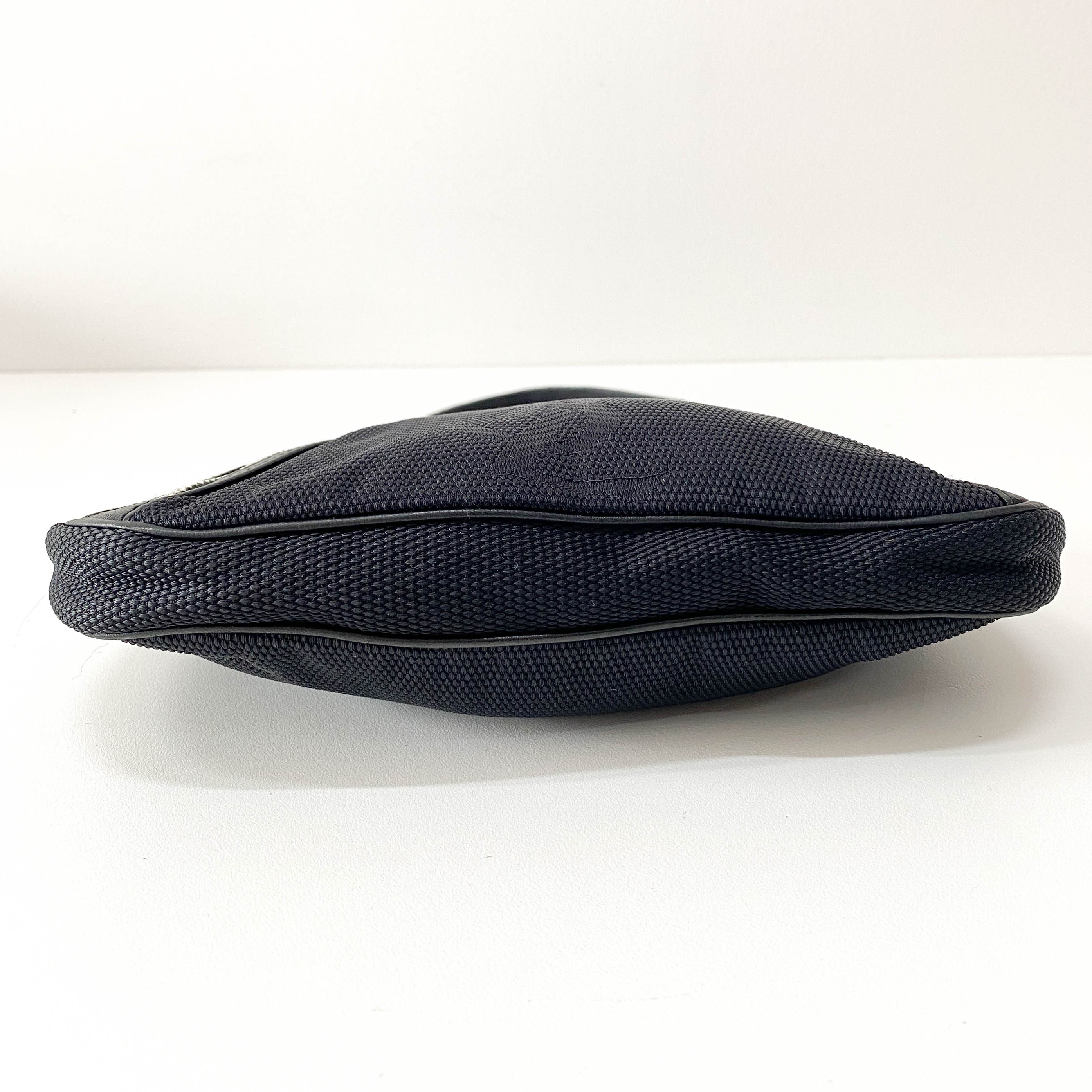 Half Moon Black Coated Canvas Bag