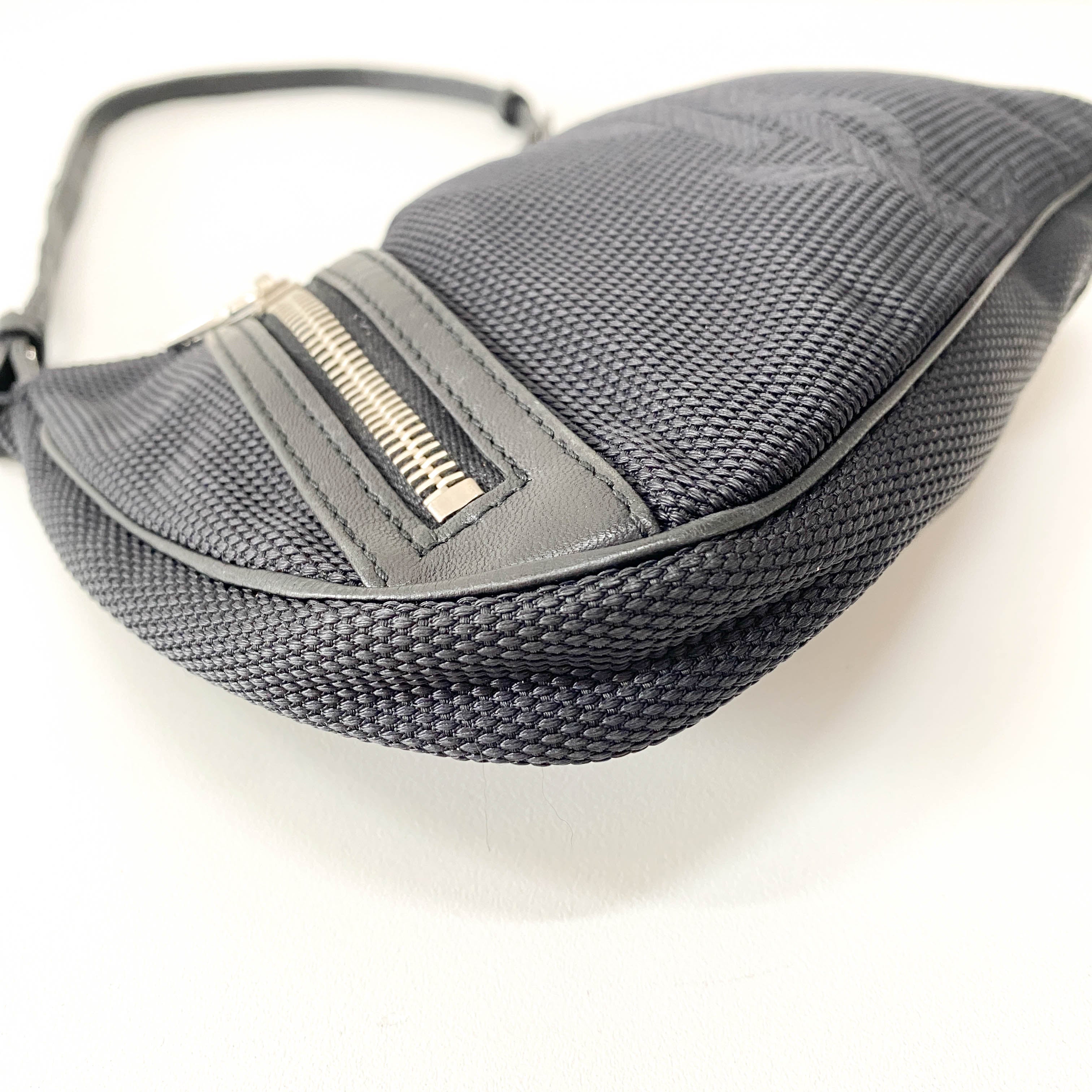 Half Moon Black Coated Canvas Bag