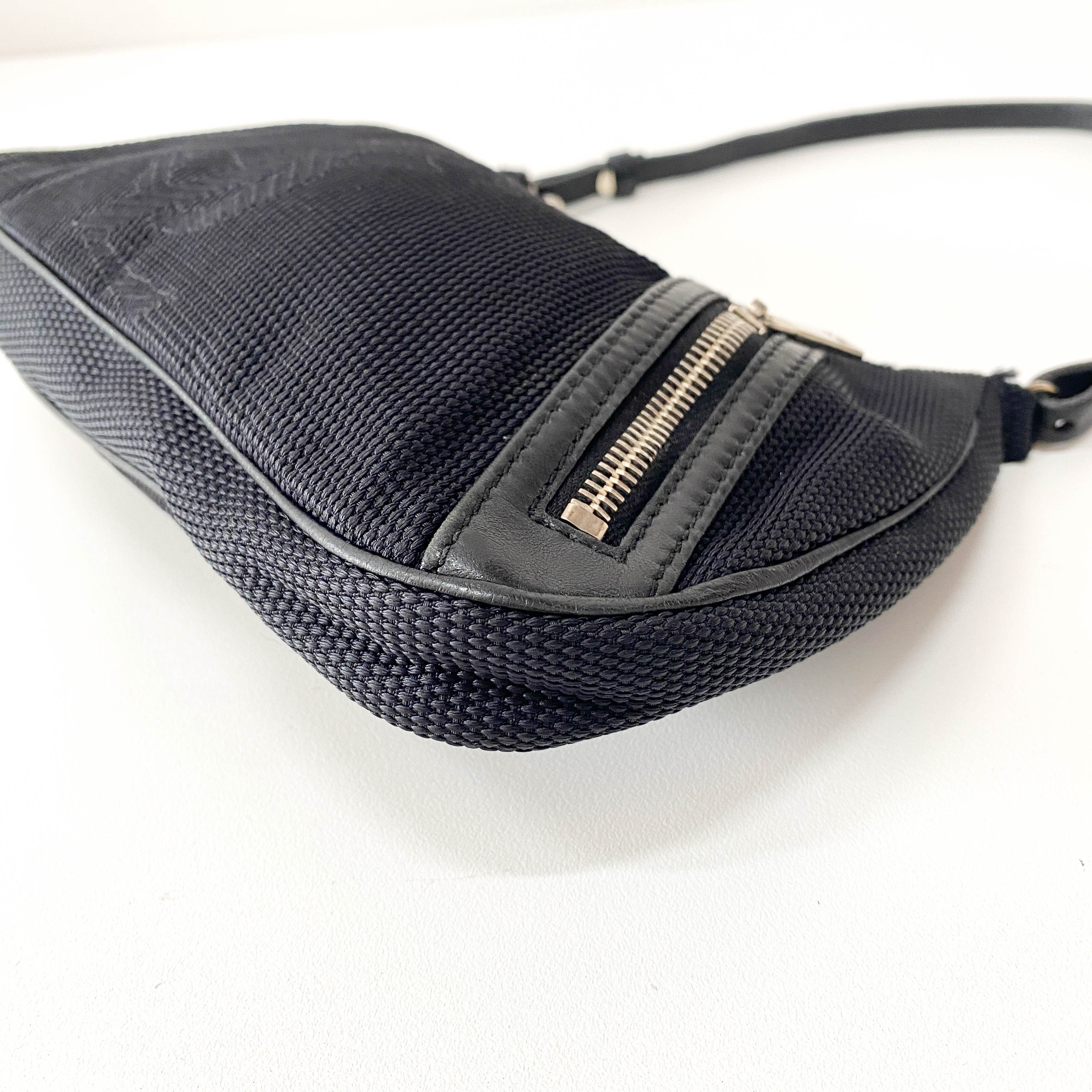 Half Moon Black Coated Canvas Bag