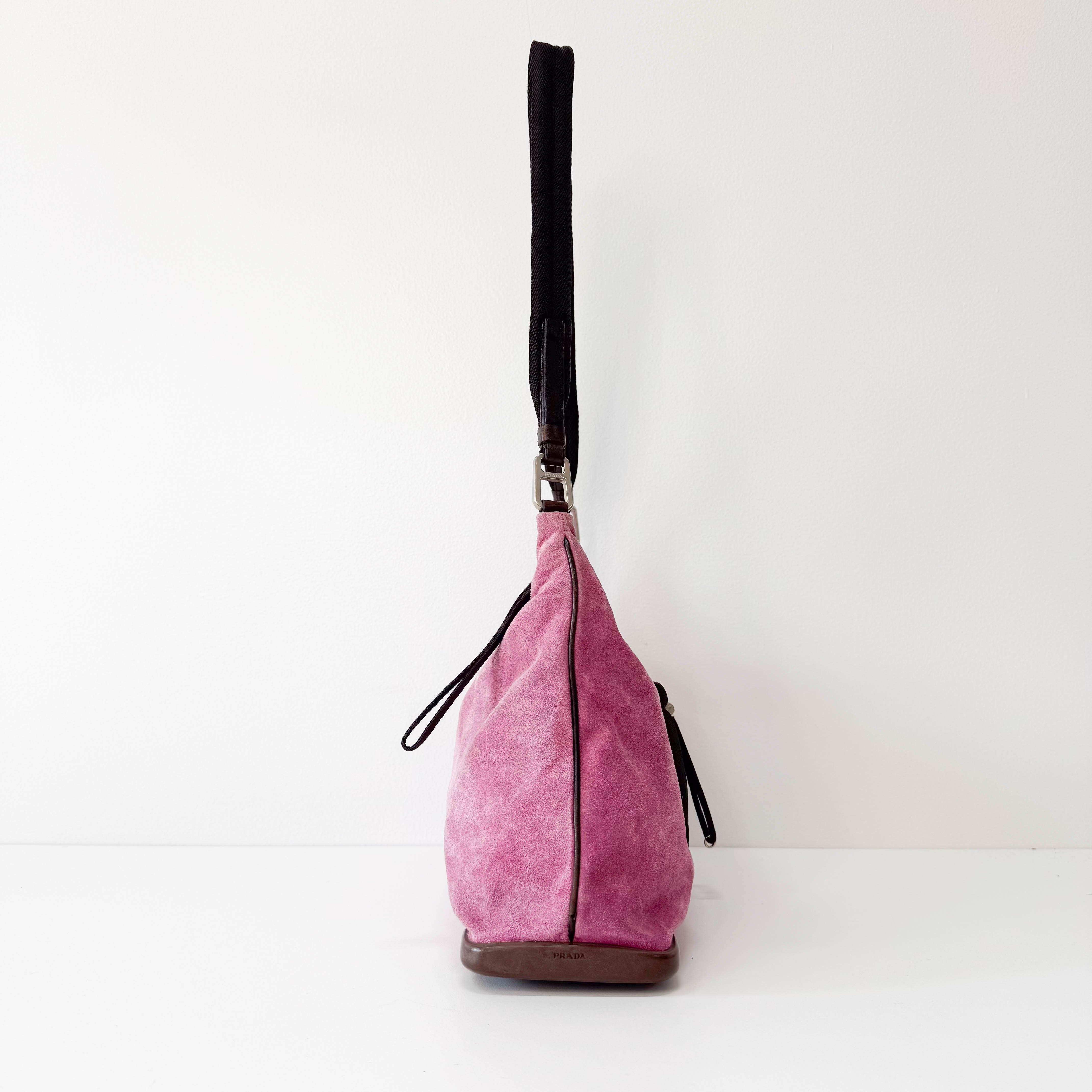 Hobo Pink Suede Shoulder Bag