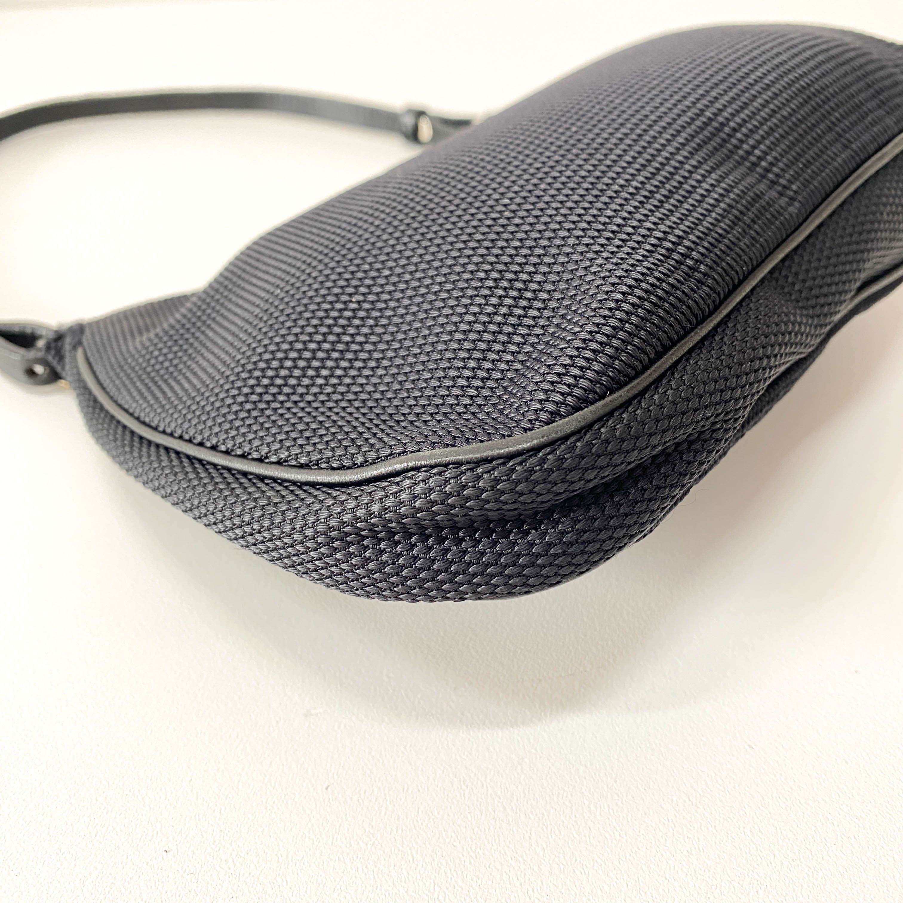 Half Moon Black Coated Canvas Bag