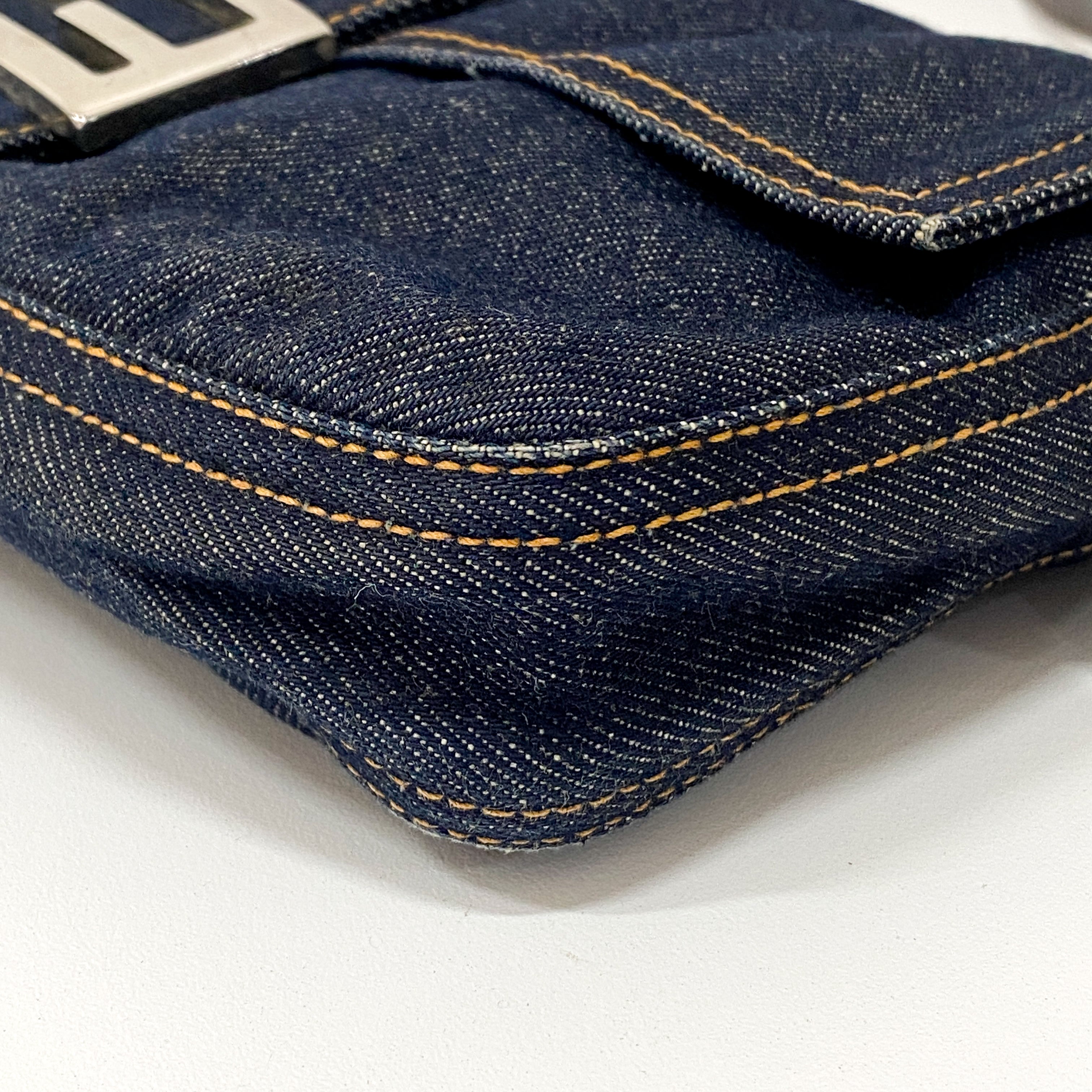 Baguette Denim Shoulder Bag