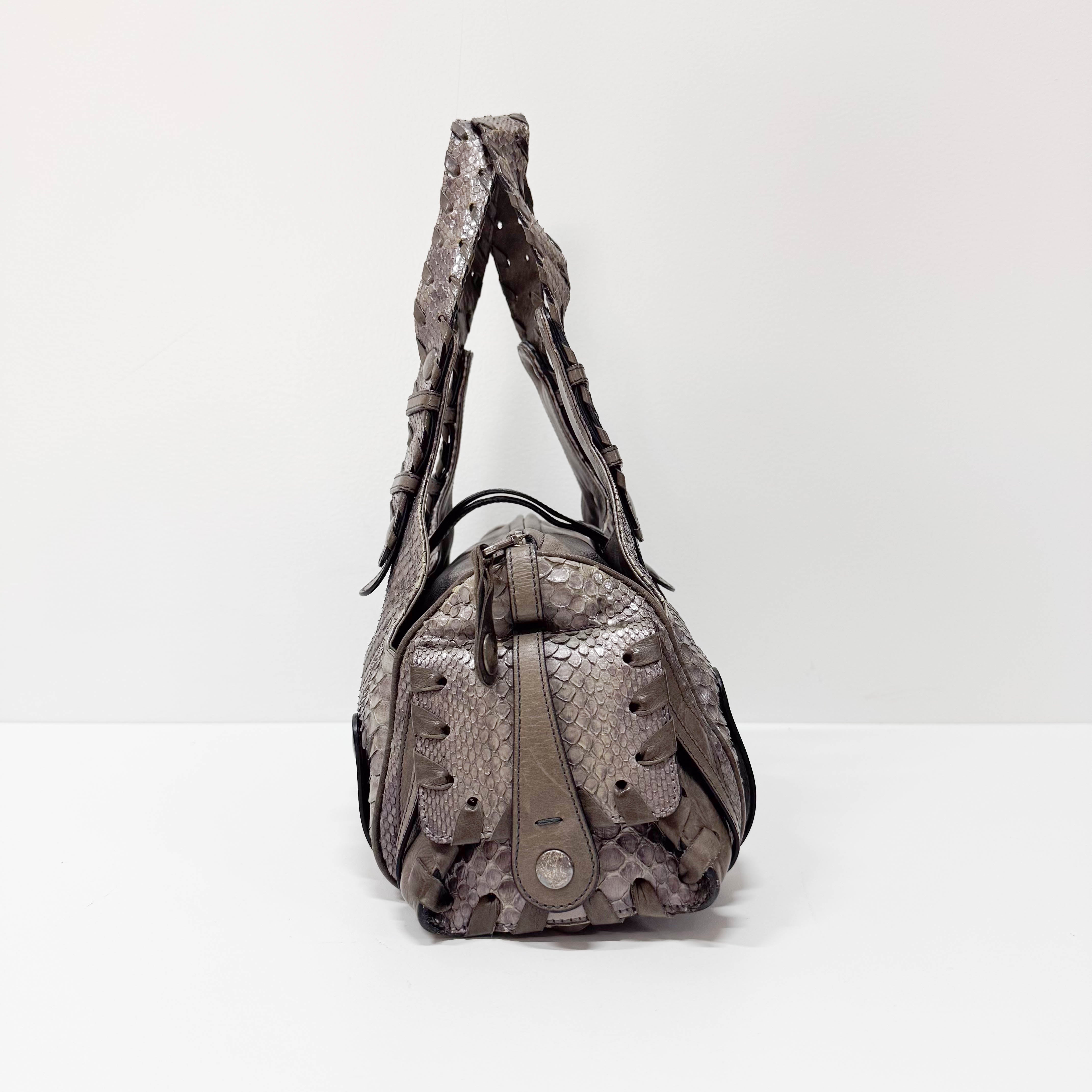 Silverado Grey Python Embossed Shoulder Bag
